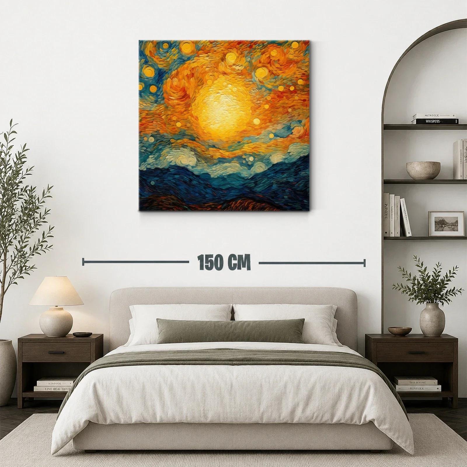 Cuadro vibrante con cielo estrellado y paisaje montañoso — miniatura 3
