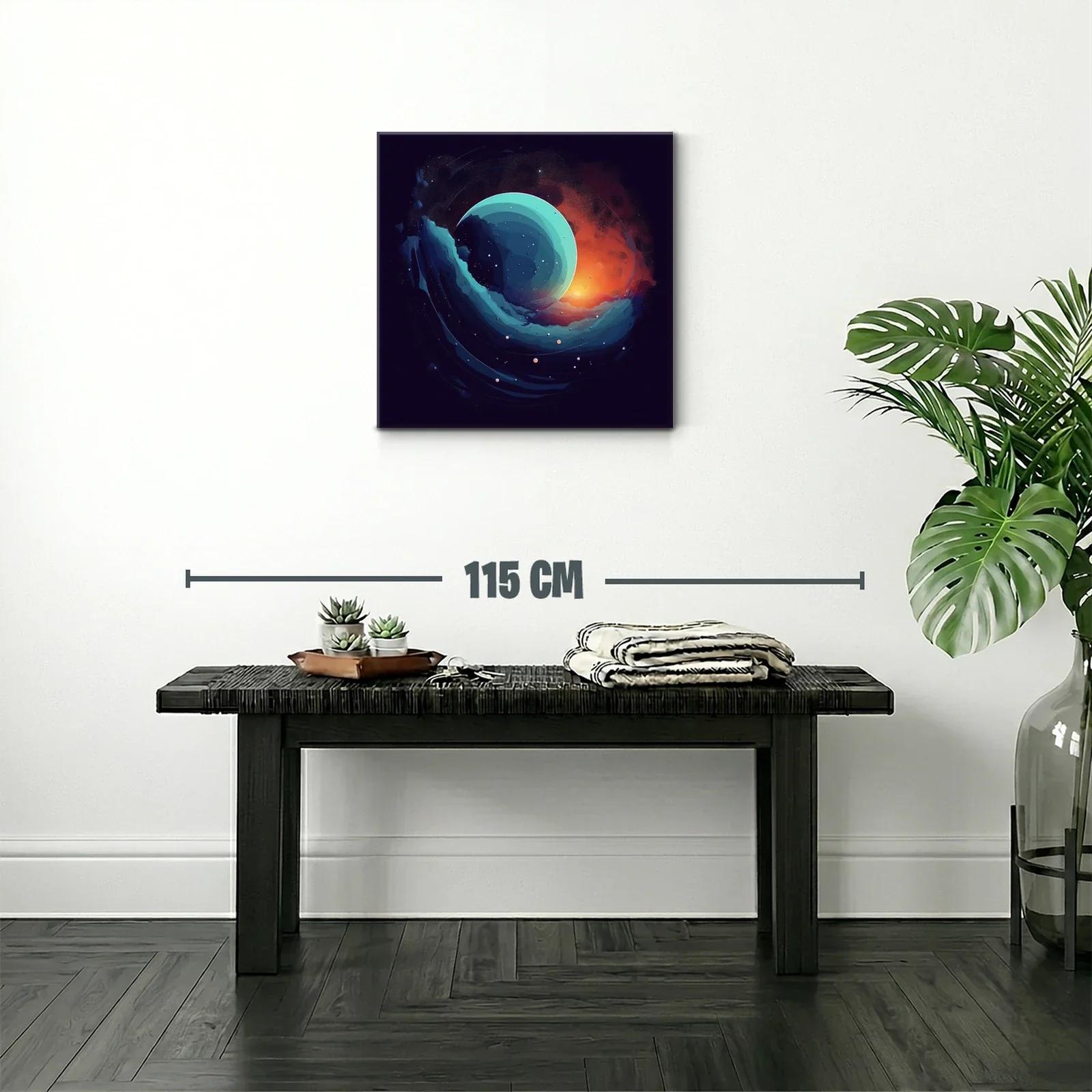 Composición abstracta con esfera celeste y luz cálida — miniatura 2