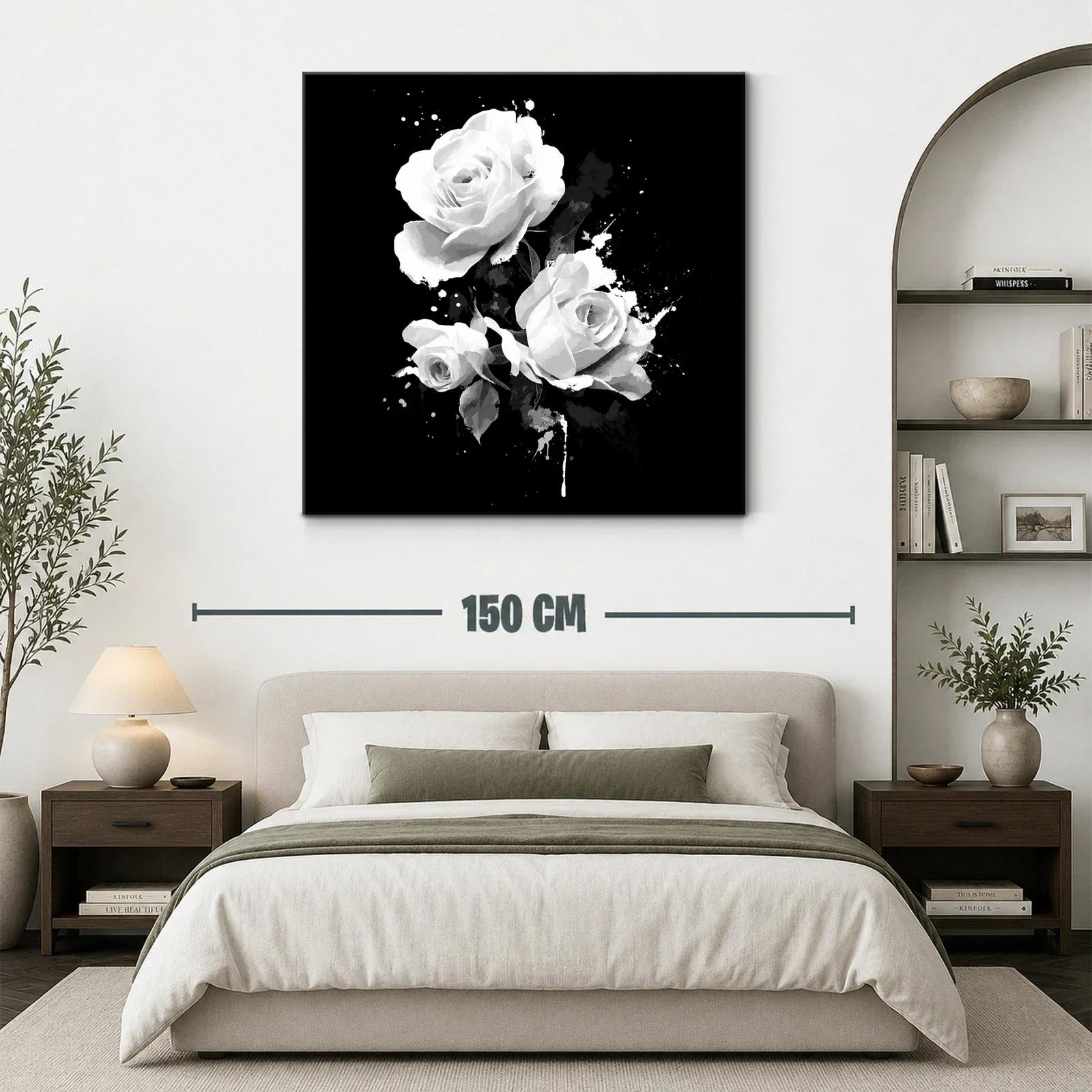 Elegancia floral en rosas blancas sobre fondo negro — miniatura 3