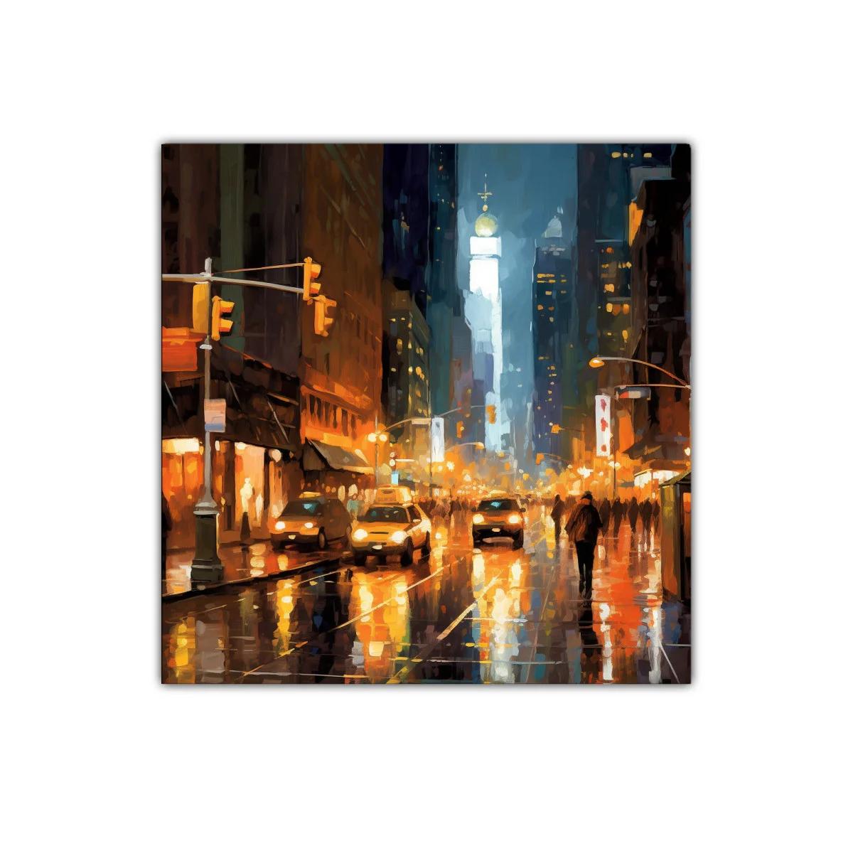 Atardecer vibrante en ciudad reflejada en lluvia urbana — imagen principal