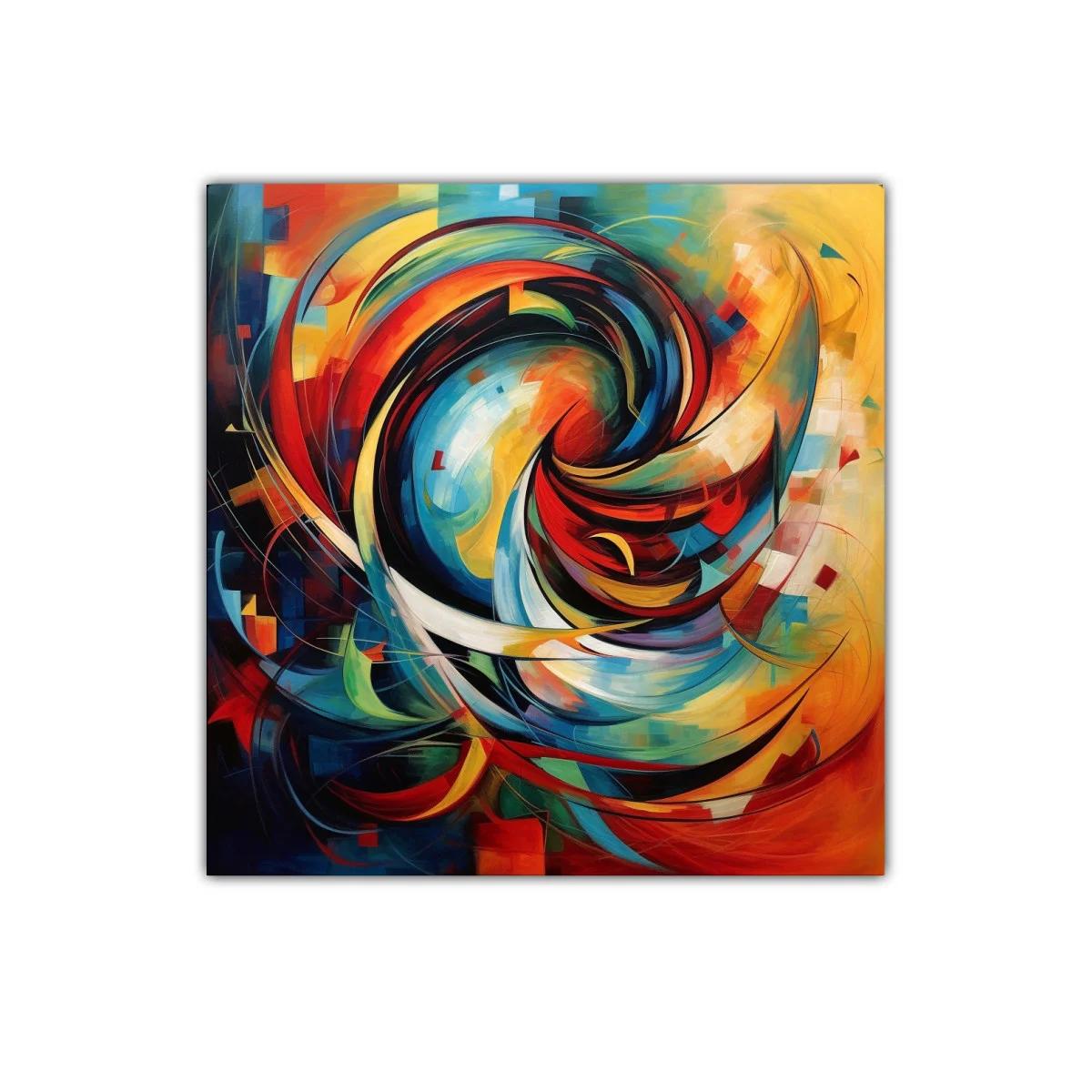 Cuadro abstracto dinámico con colores vibrantes y formas curvas — imagen principal