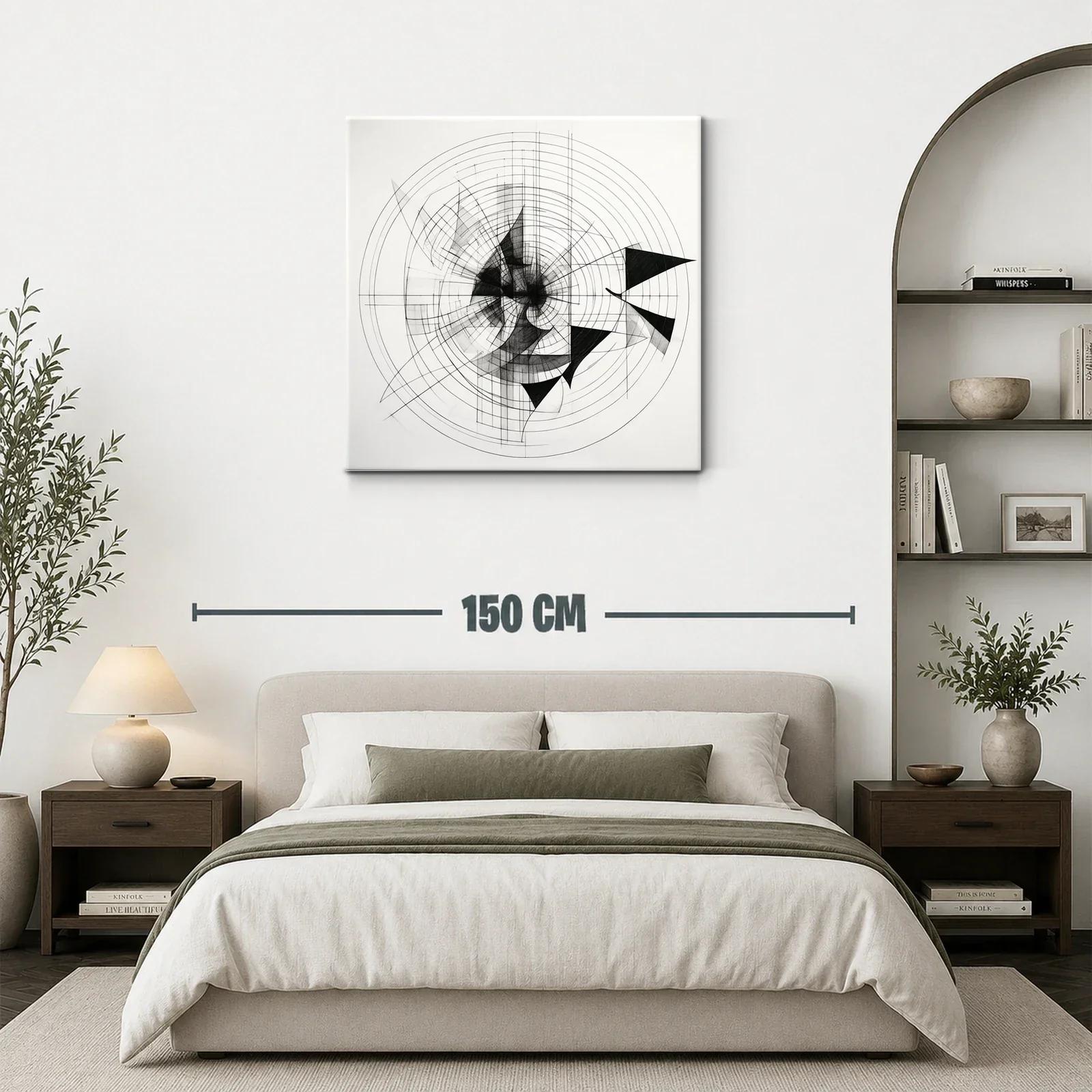 Composición geométrica en blanco y negro con círculos concéntricos — miniatura 3