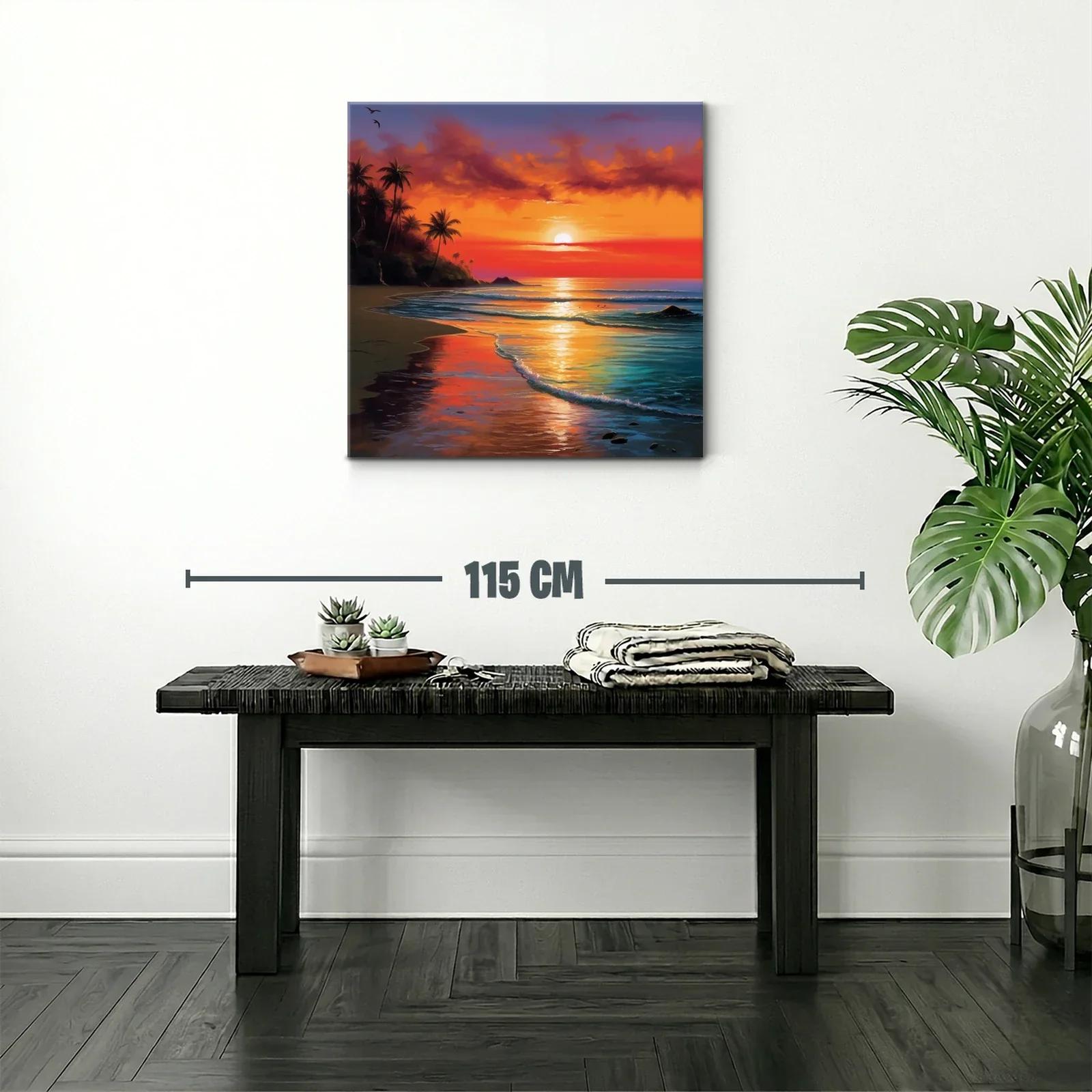 Atardecer tropical con palmeras y reflejos vibrantes en el mar — miniatura 2
