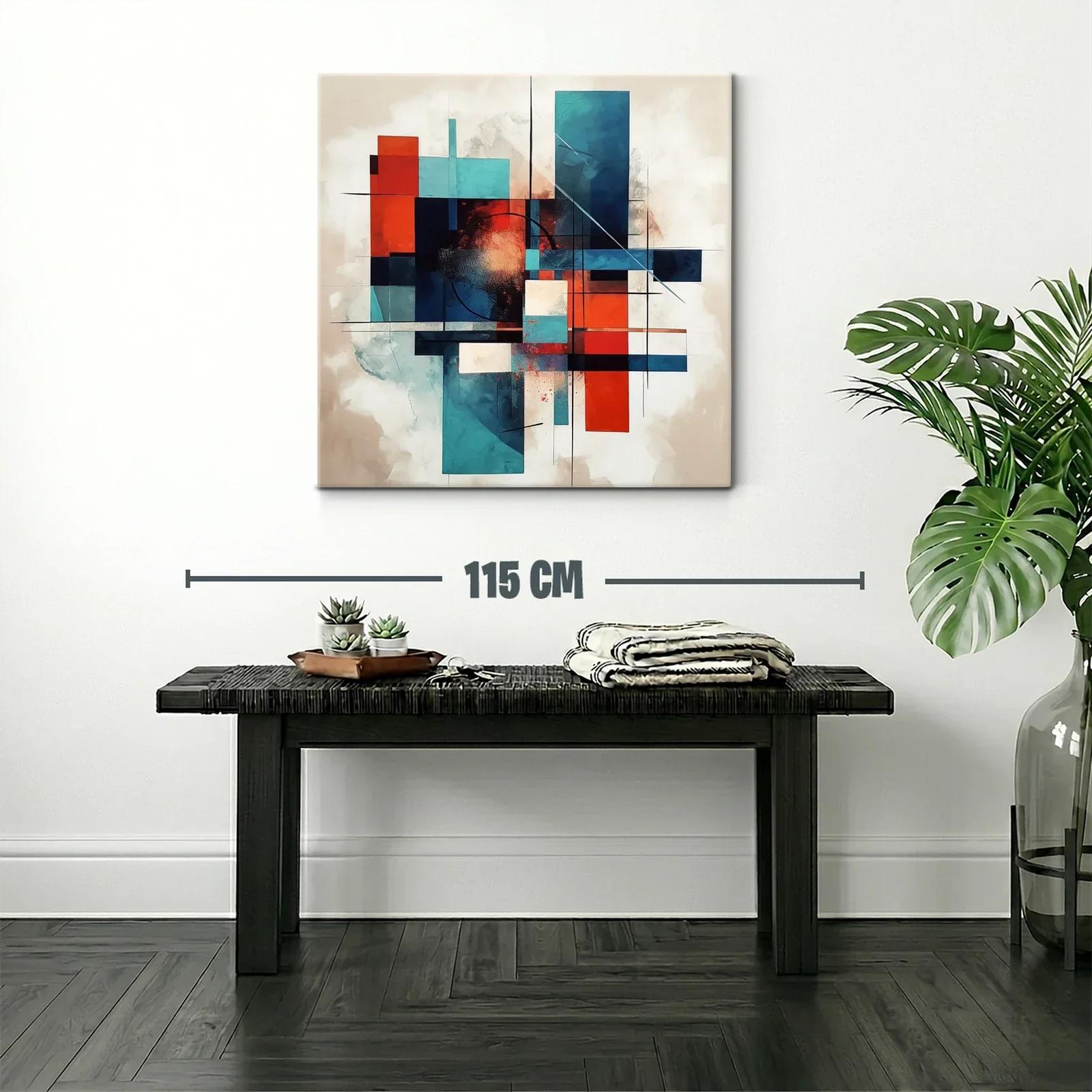 Composición abstracta en azul y rojo con formas geométricas — miniatura 2