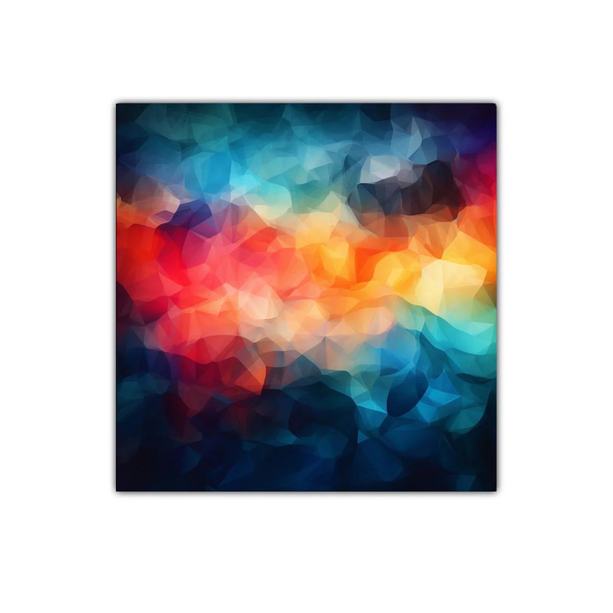 Cuadro abstracto con tonos vibrantes y efectos luminosos