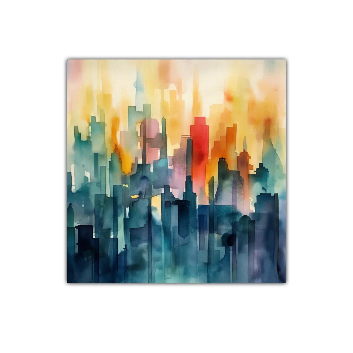 Ciudad abstracta llena de colores vibrantes y contrastes intensos — imagen principal
