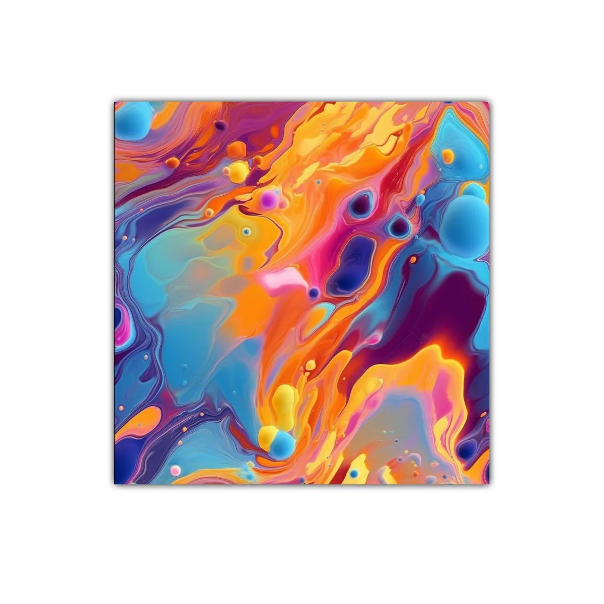 Cuadro decorativo con vibrante abstracción en colores cálidos y fríos
