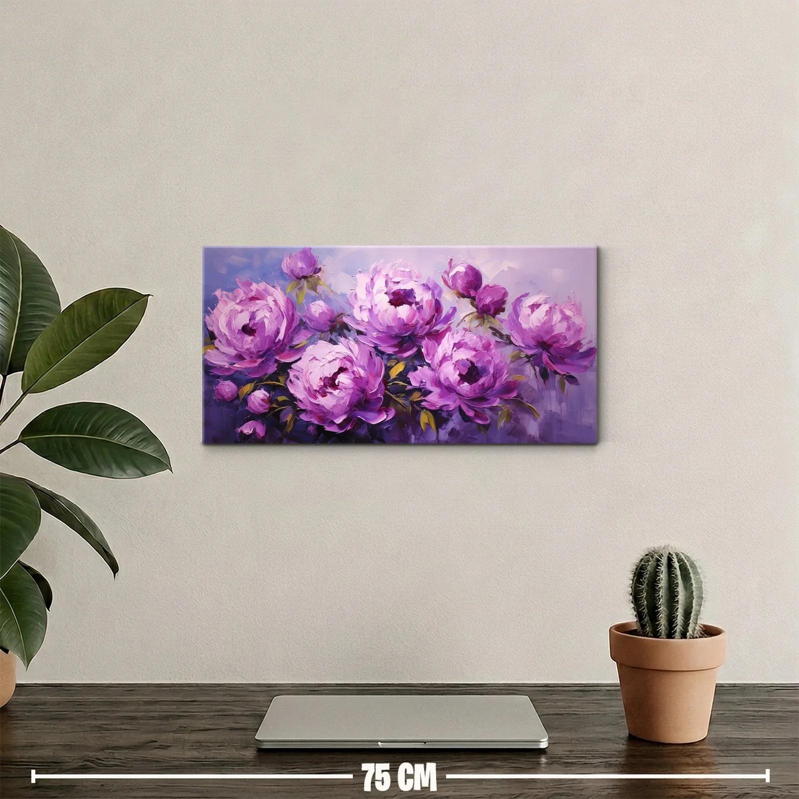 Cuadro peonías rosas con capullos y fondo difuso — miniatura 2