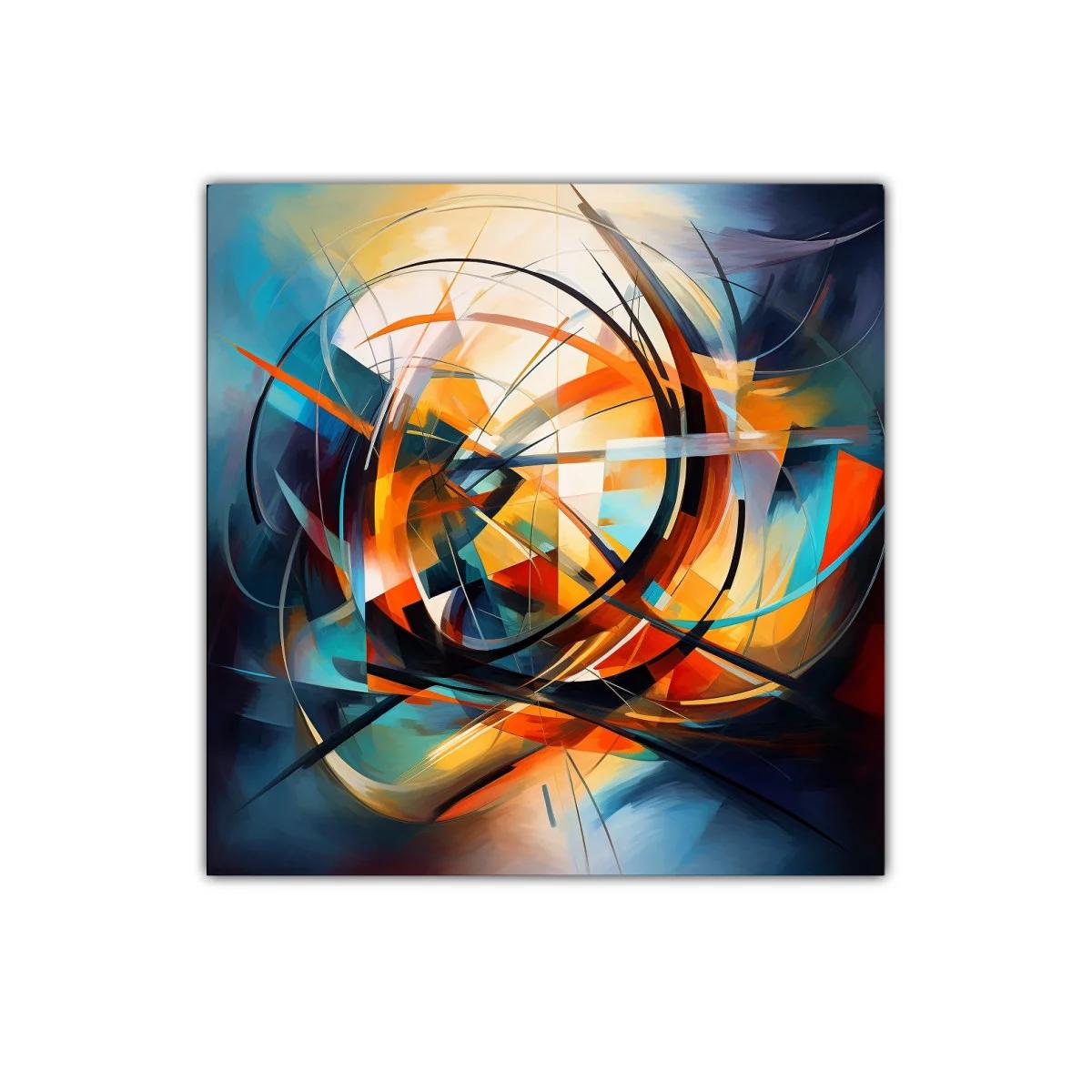 Cuadro abstracto con dinámicas formas y vibrante energía