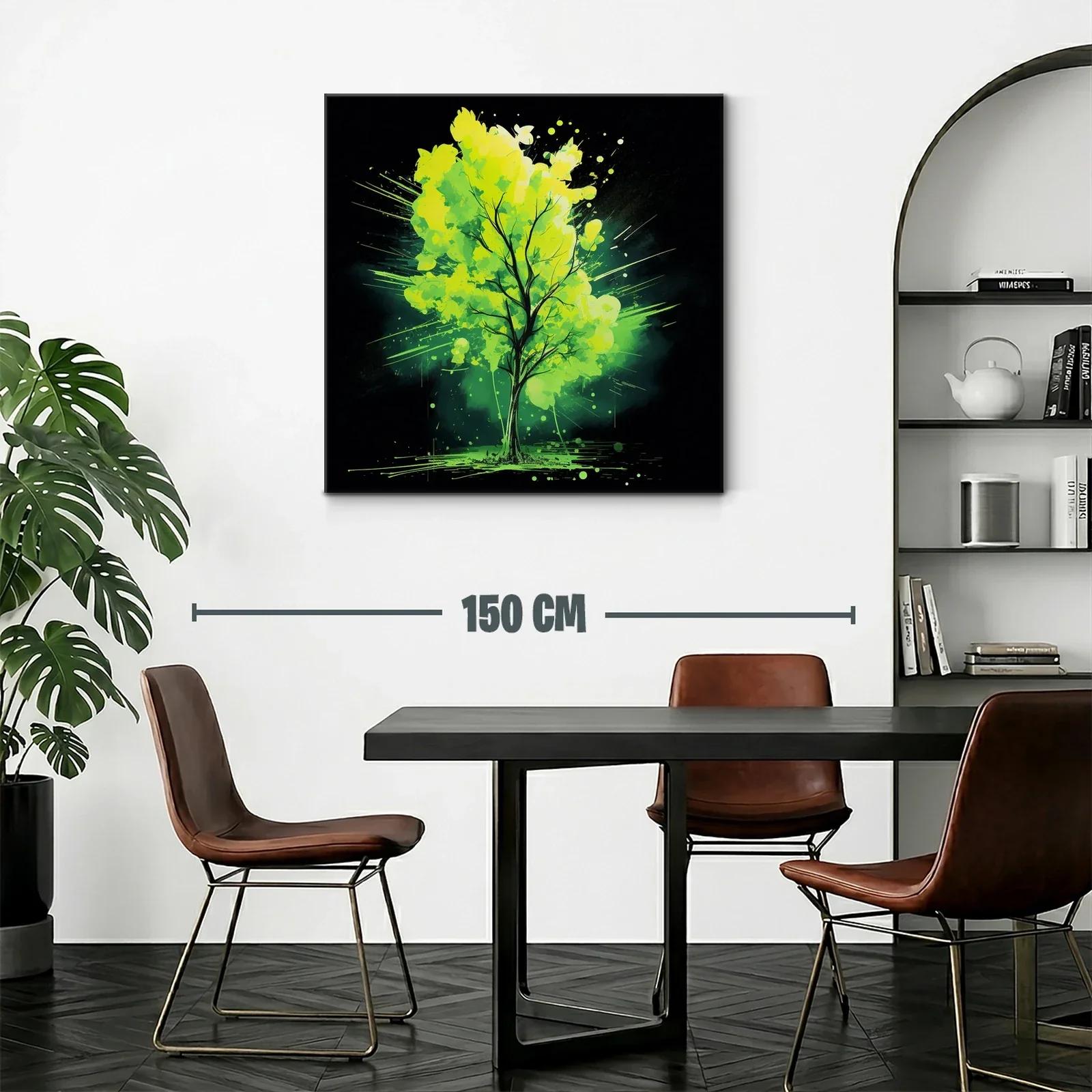 Cuadro vibrante de árbol con tonos verdes y negros — miniatura 2