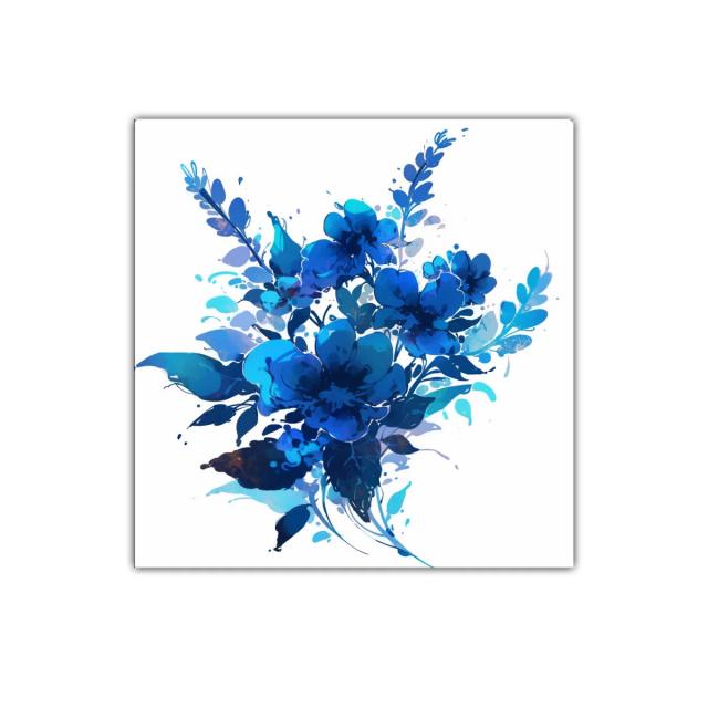 Bello ramo azul con flores en tonos vibrantes