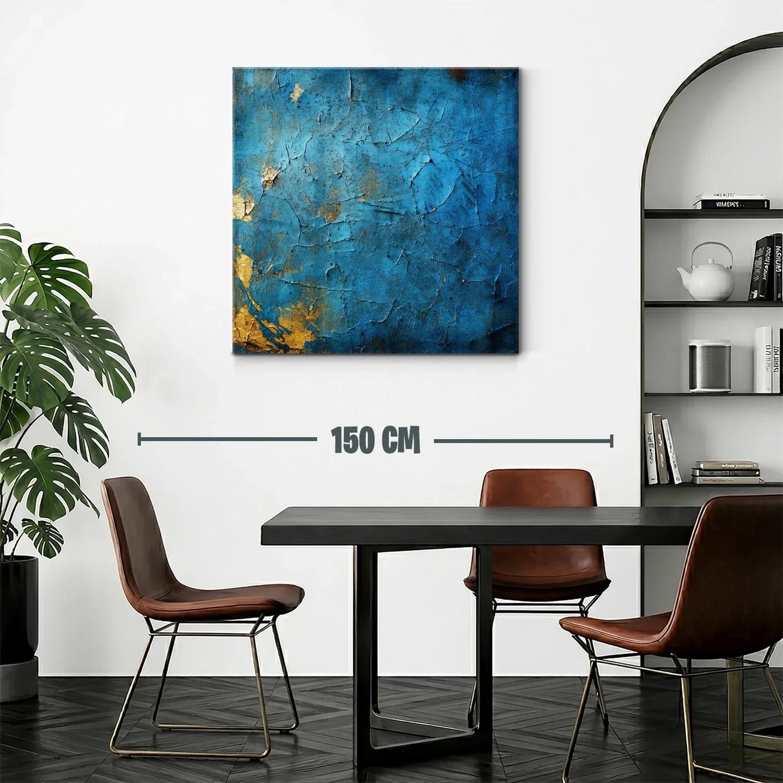 Arte abstracto en textura azul con detalles dorados — miniatura 2