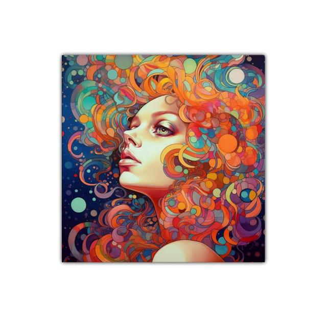 Retrato vibrante de mujer con cabello multicolor