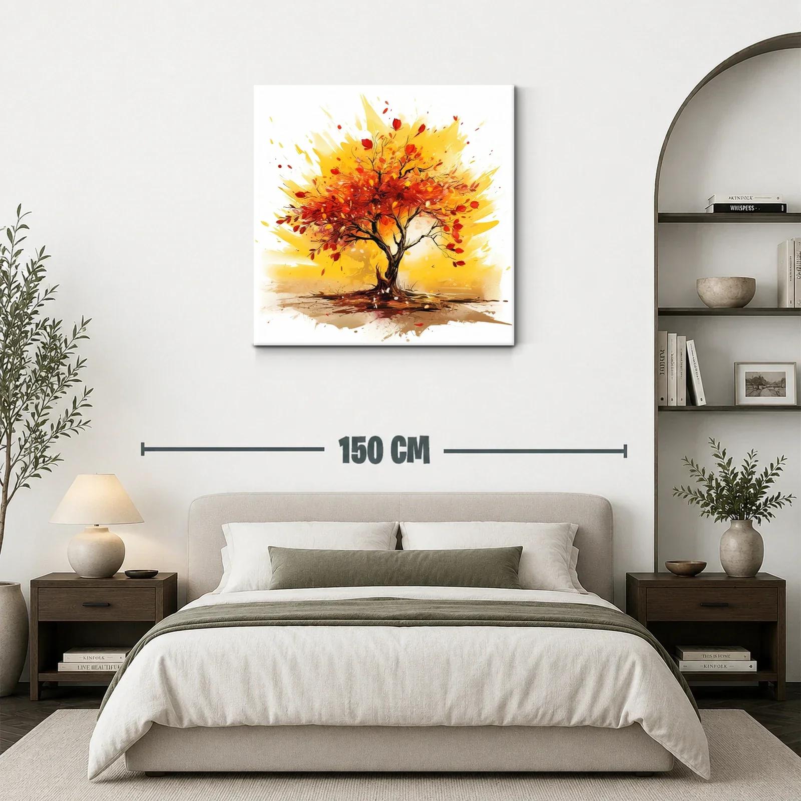 Cuadro vibrante de árbol en tonos cálidos otoñales — miniatura 3