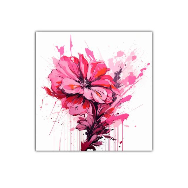 Cuadro decorativo con flor vibrante en tonos rosas y rojos