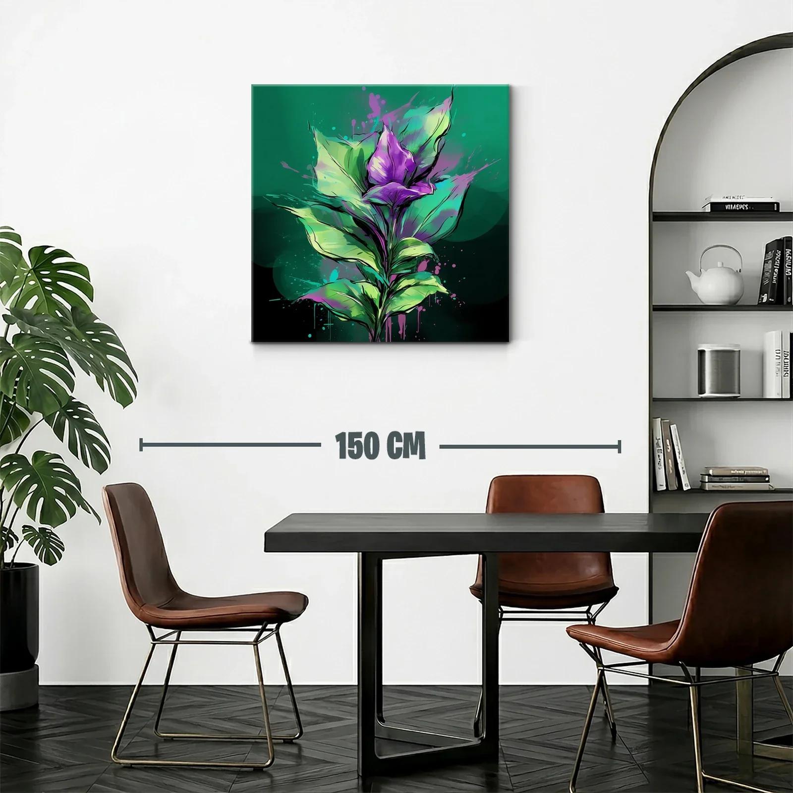 Flores vibrantes en tonos verdes y púrpuras intensos — miniatura 2