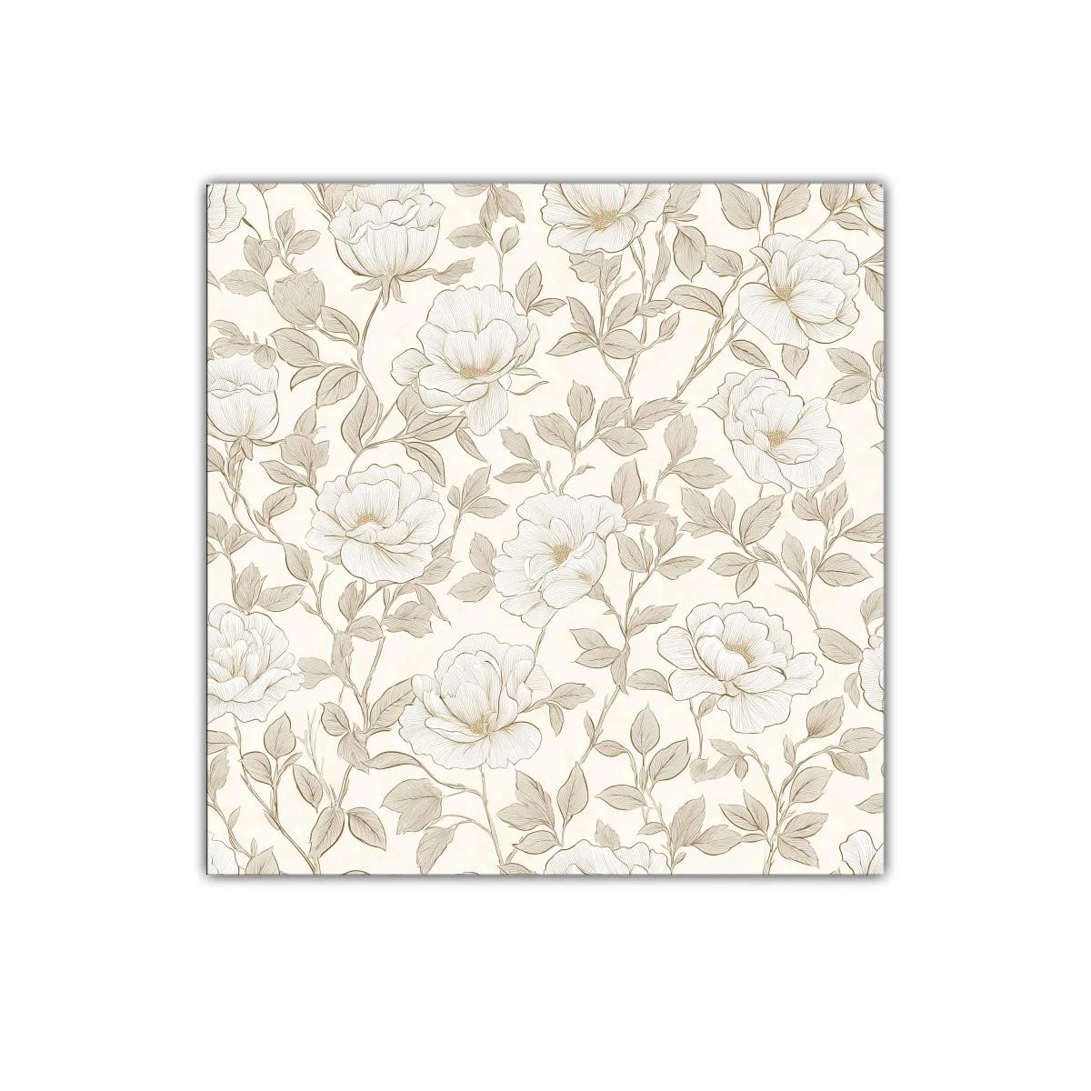 Diseño floral elegante en tonos beige y blanco suave