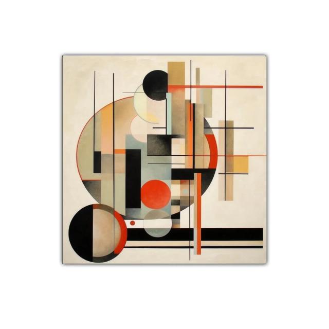 Cuadro abstracción geométrica tonos cálidos y neutrales