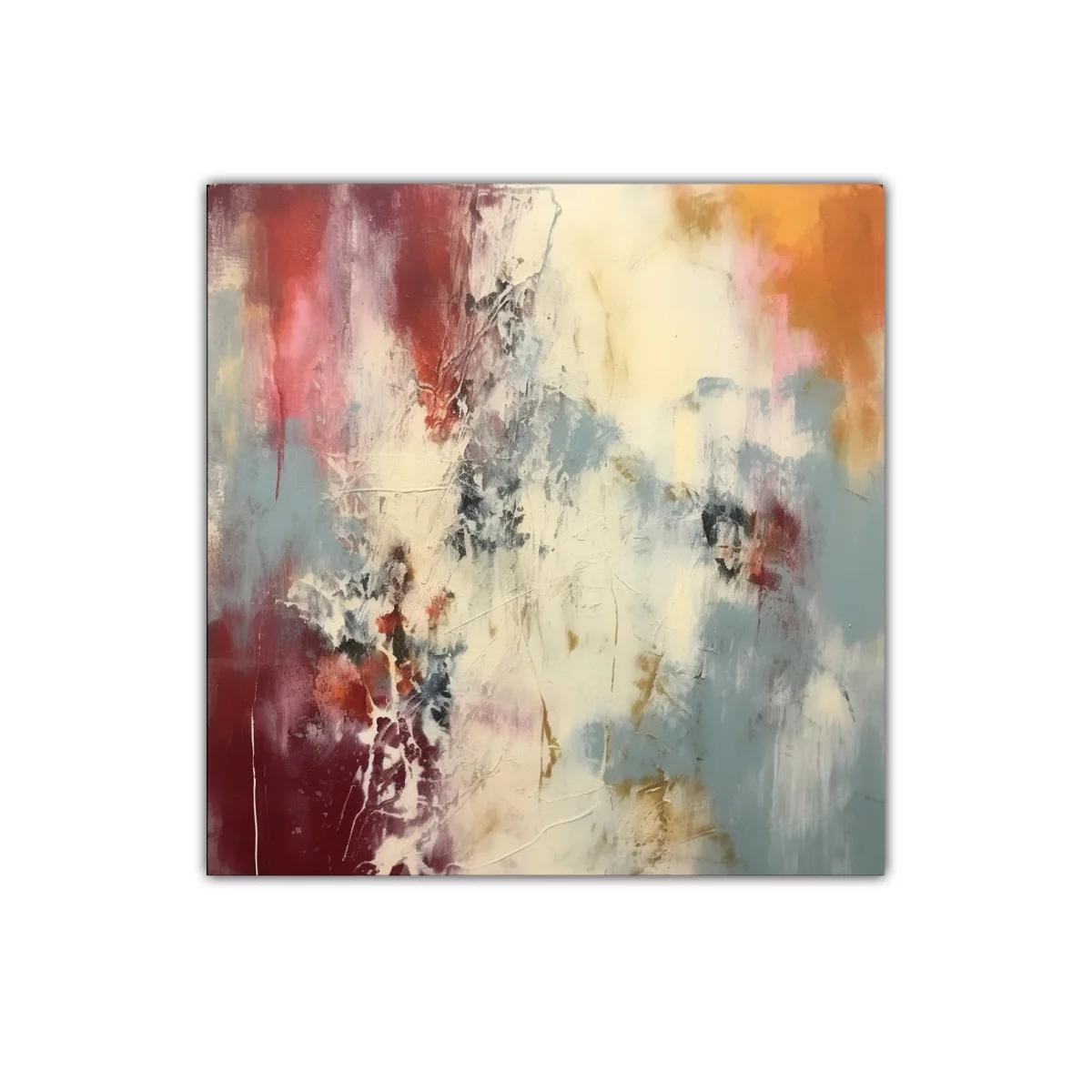Cuadro abstracto con tonos cálidos y fríos en armonía