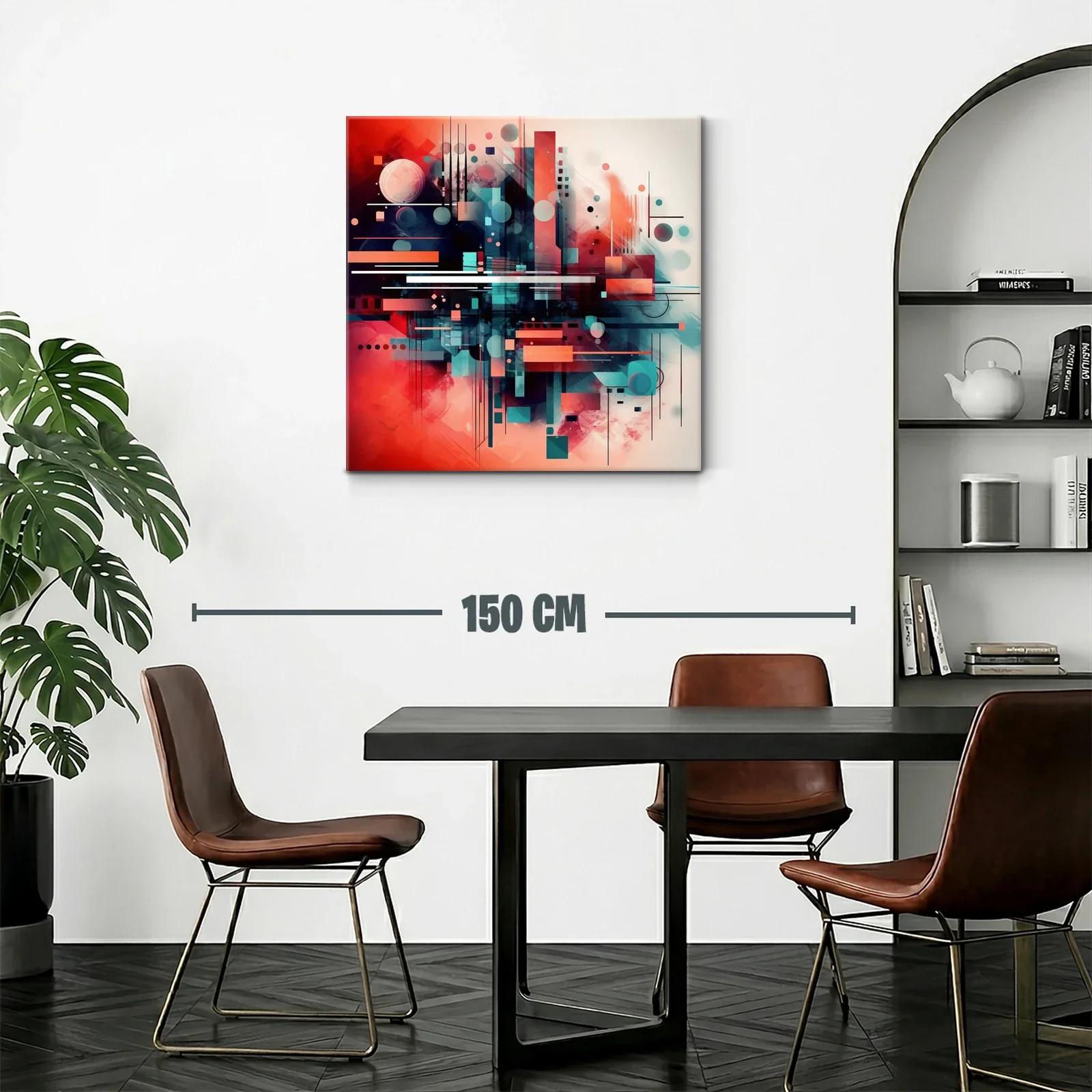 Composición abstracta dinámica en tonos cálidos y fríos — miniatura 2