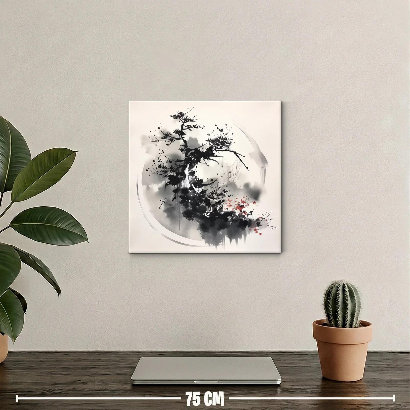 Cuadro abstracto de naturaleza en tonos grises y negros — miniatura 2