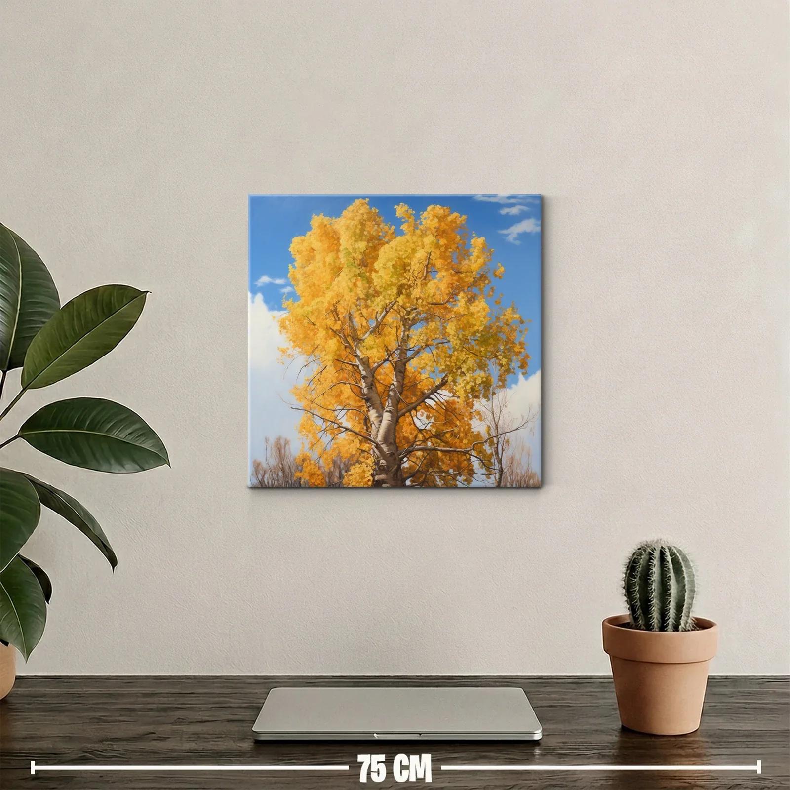 Arbol otoñal con follaje dorado y cielo azul — miniatura 2