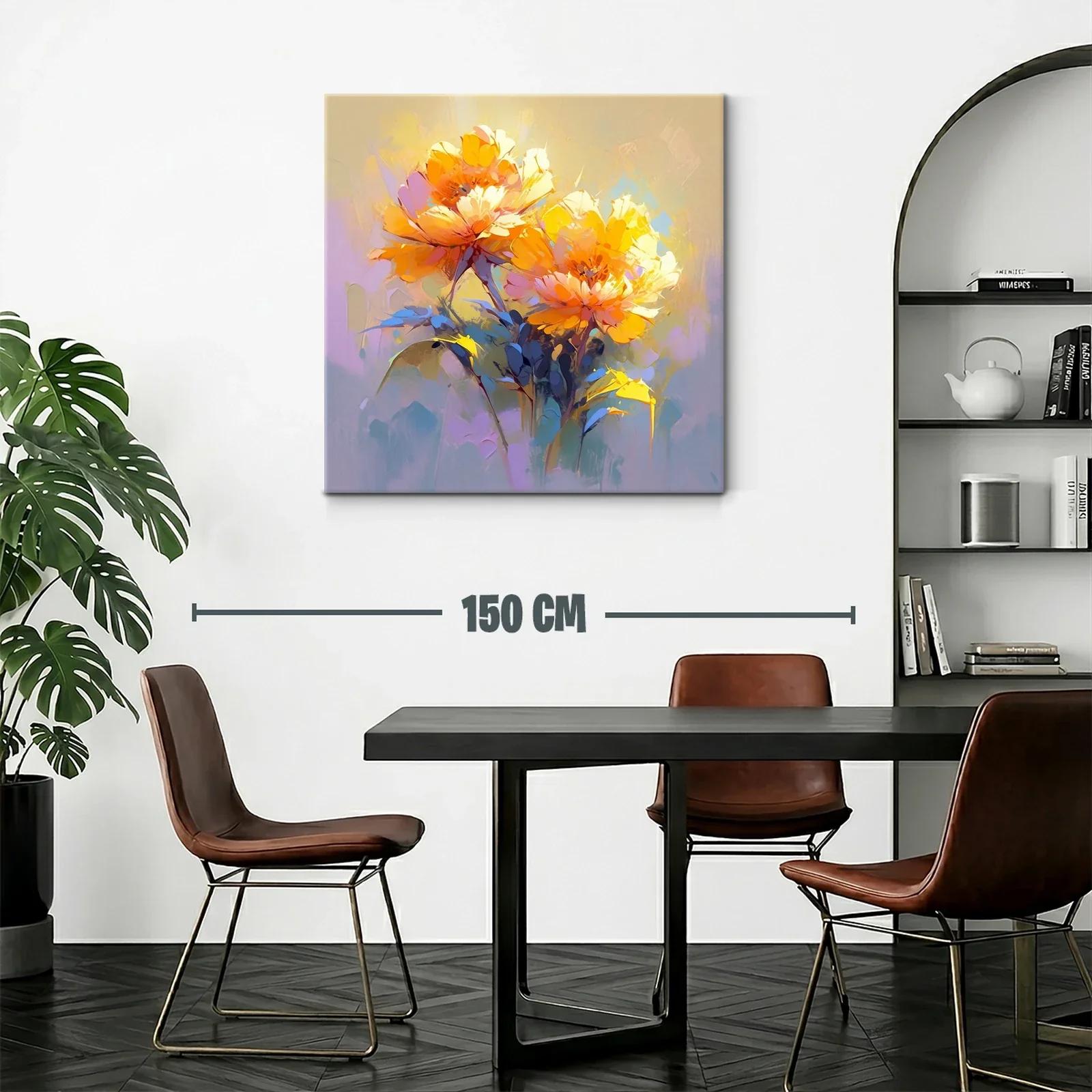 Cuadro con flores vibrantes en tonos cálidos y suaves — miniatura 2