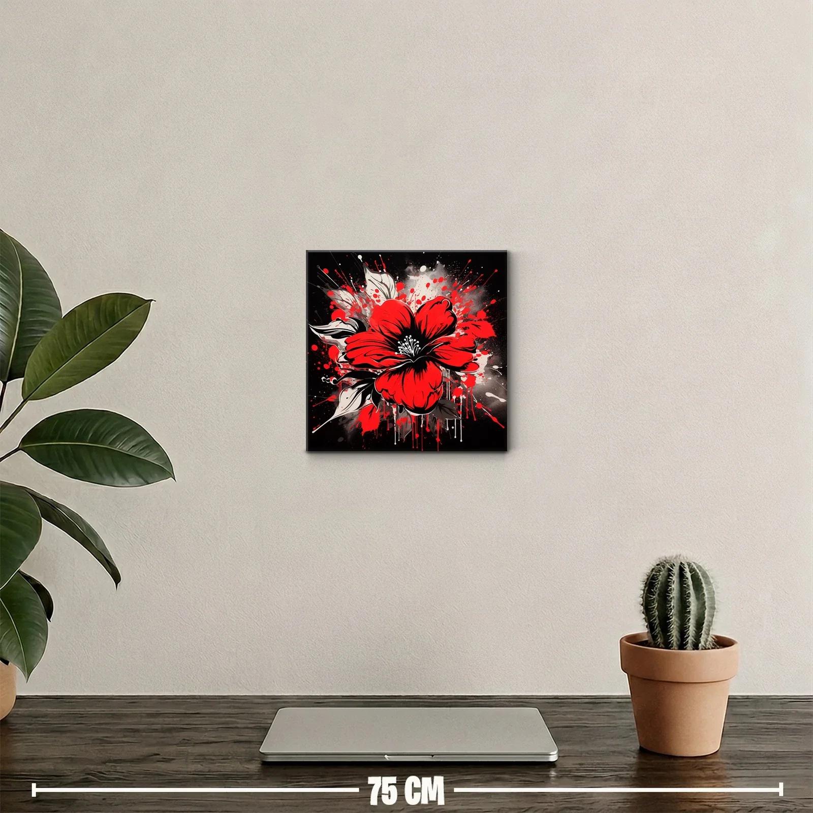 Flor roja vibrante con explosión de color en fondo negro — miniatura 2