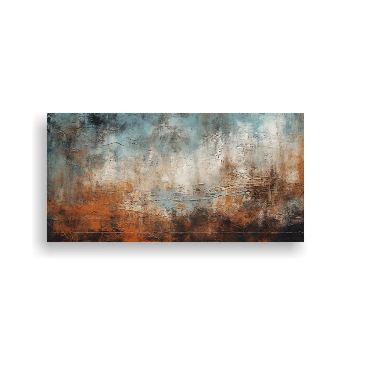 Cuadro paisaje abstracto con franja oscura y veladuras brumosas