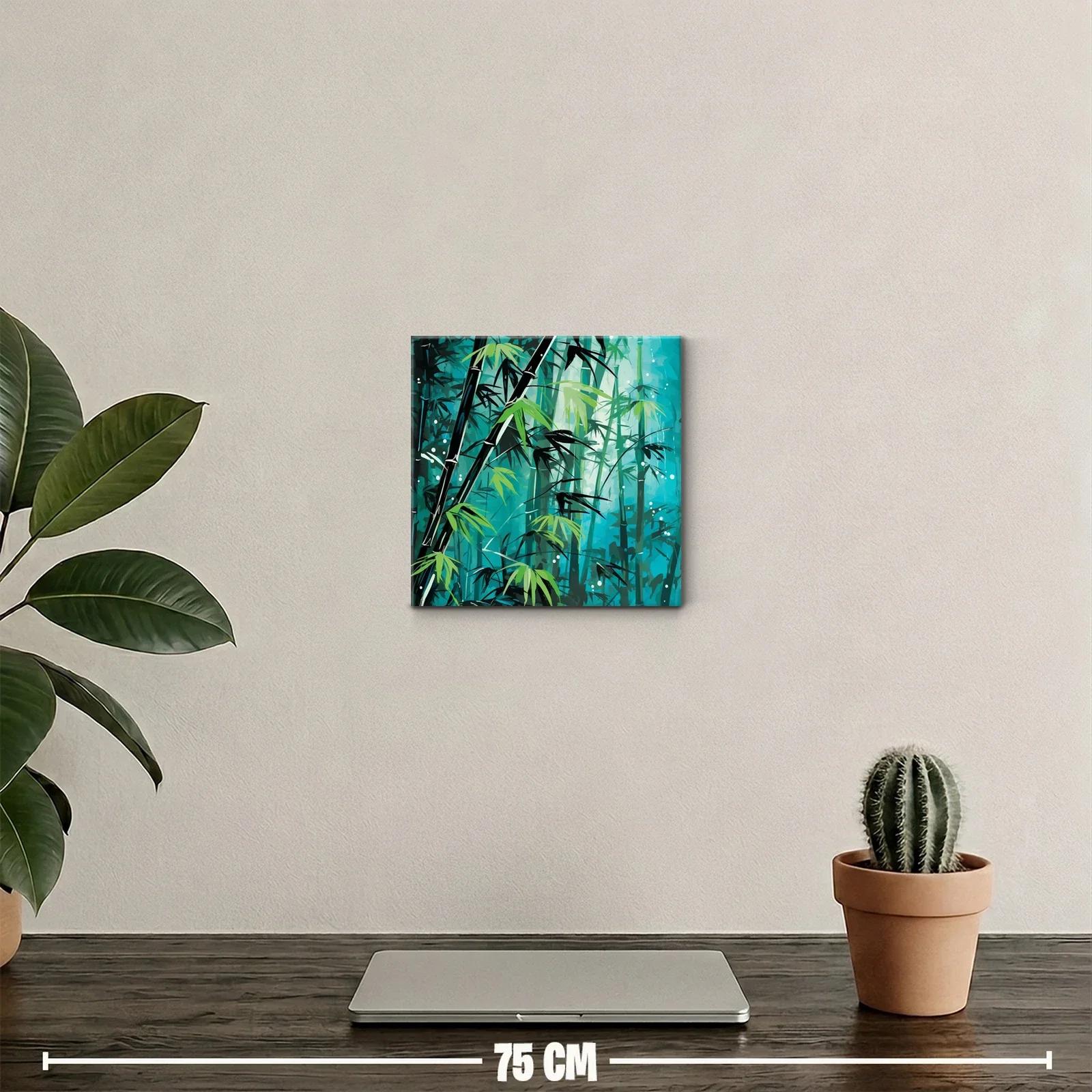 Bosque de bambú en tonos verdes y azules intensos — miniatura 2