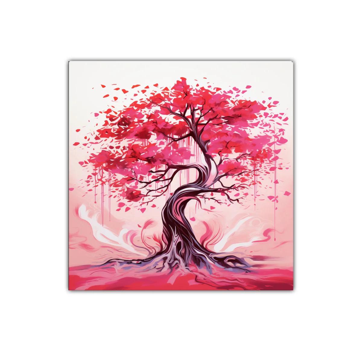 Árbol decorativo en tonos vibrantes y rosa intenso