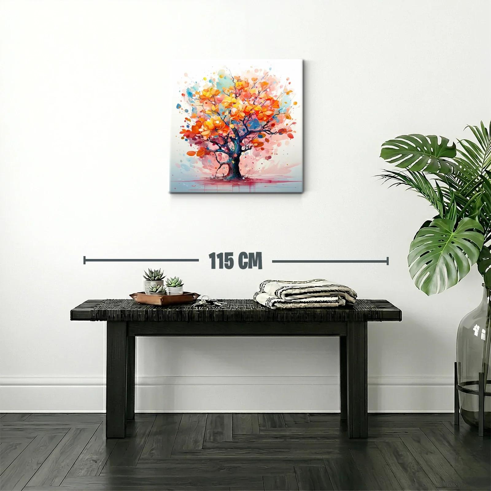 Árbol vibrante con hojas en tonos cálidos y azules — miniatura 2