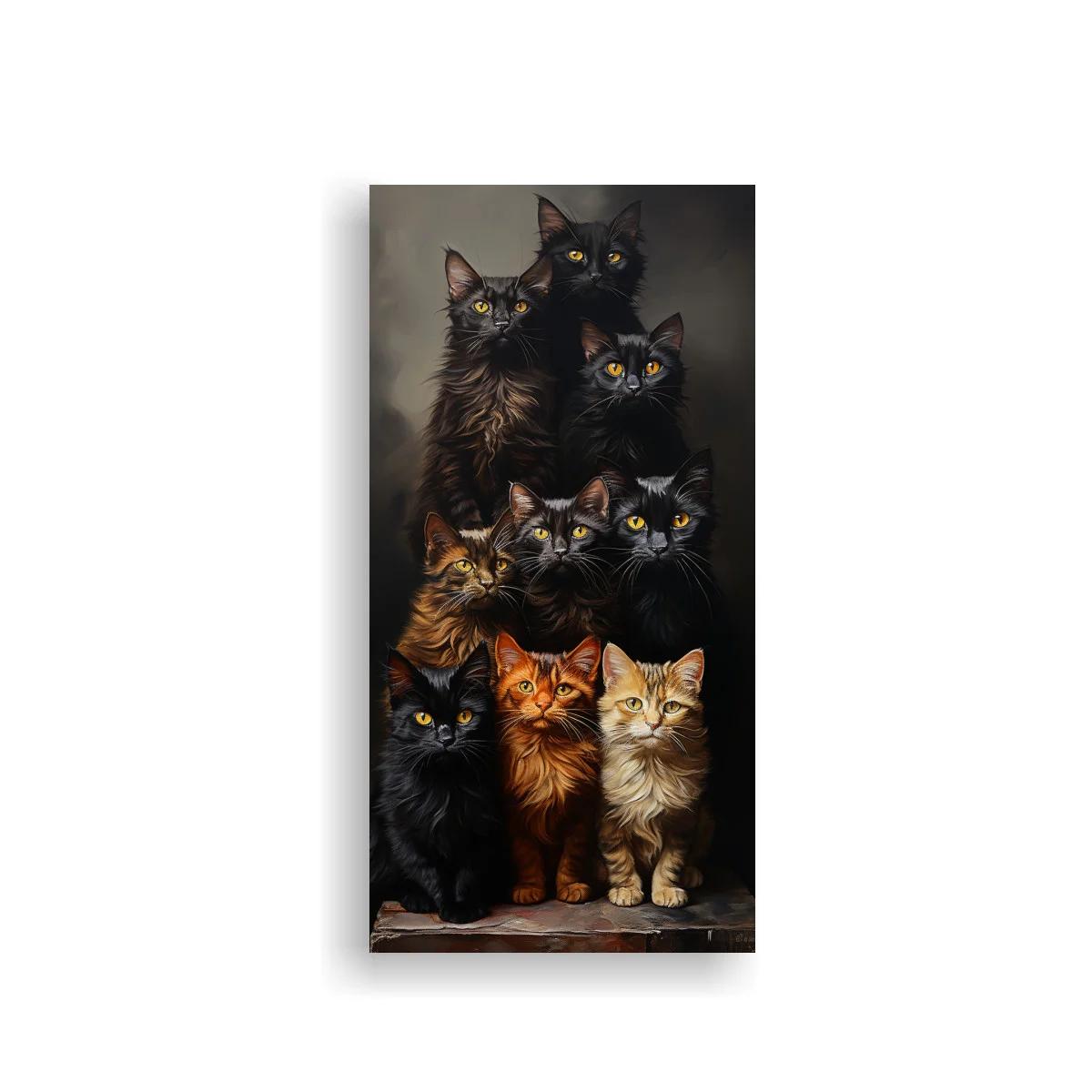 Cuadro grupo de gatos con contraste de pelajes claros