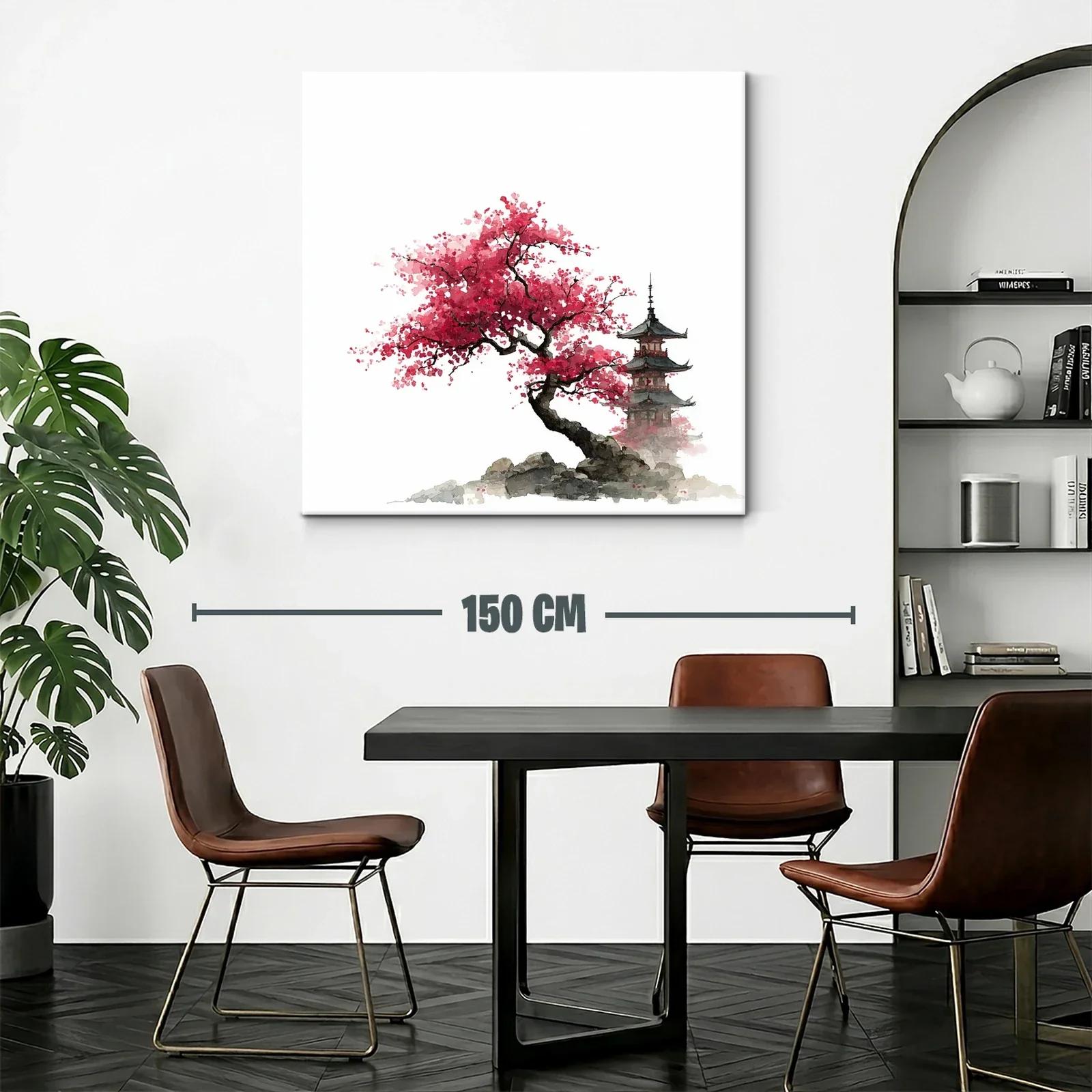 Árbol de Cerezo en Flor con Pagoda Japonesa — miniatura 2