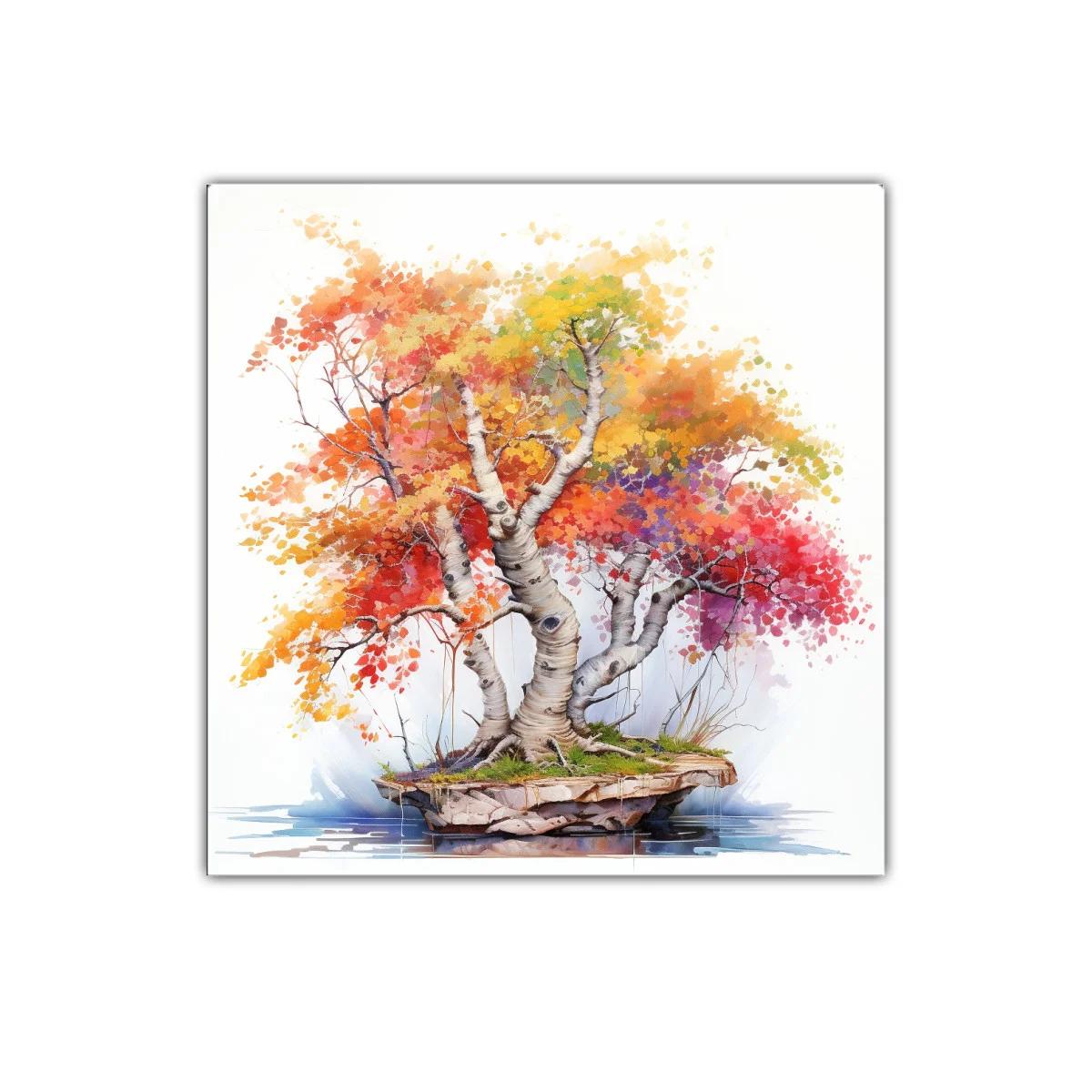 Árbol otoñal con colores vibrantes en isla flotante — imagen principal