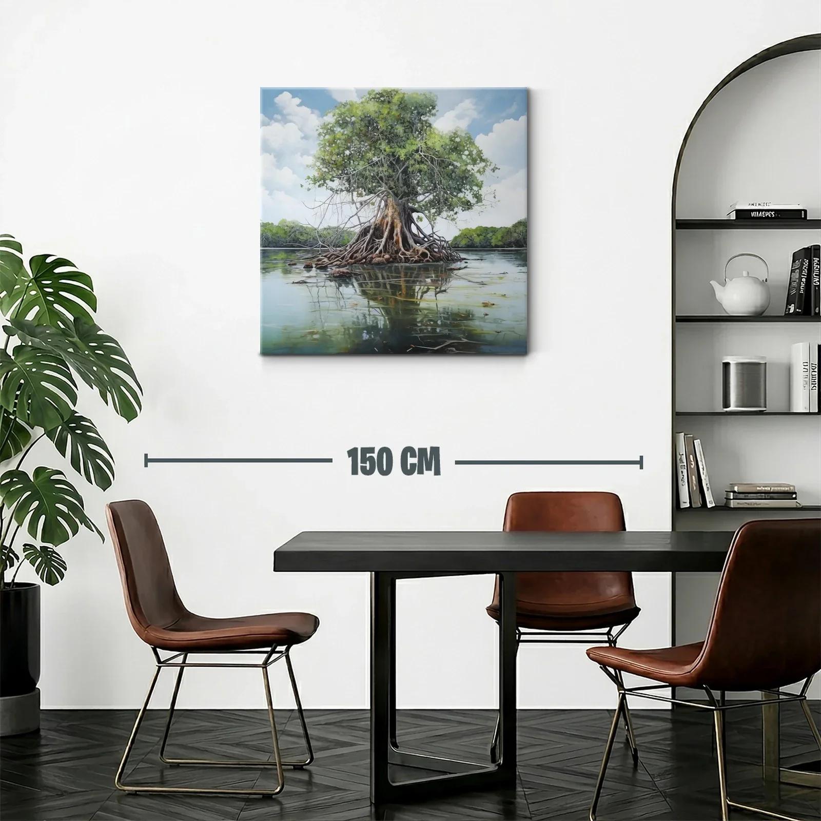 Árbol solitario con raíces expuestas en aguas tranquilas — miniatura 2