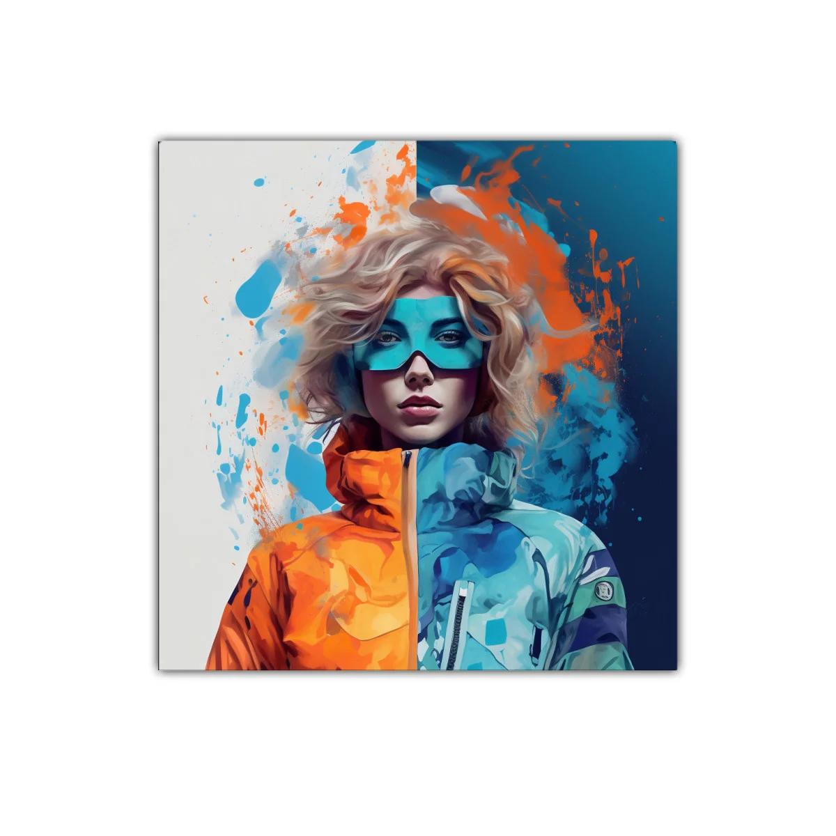 Retrato vibrante con contraste de azules y naranjas — imagen principal