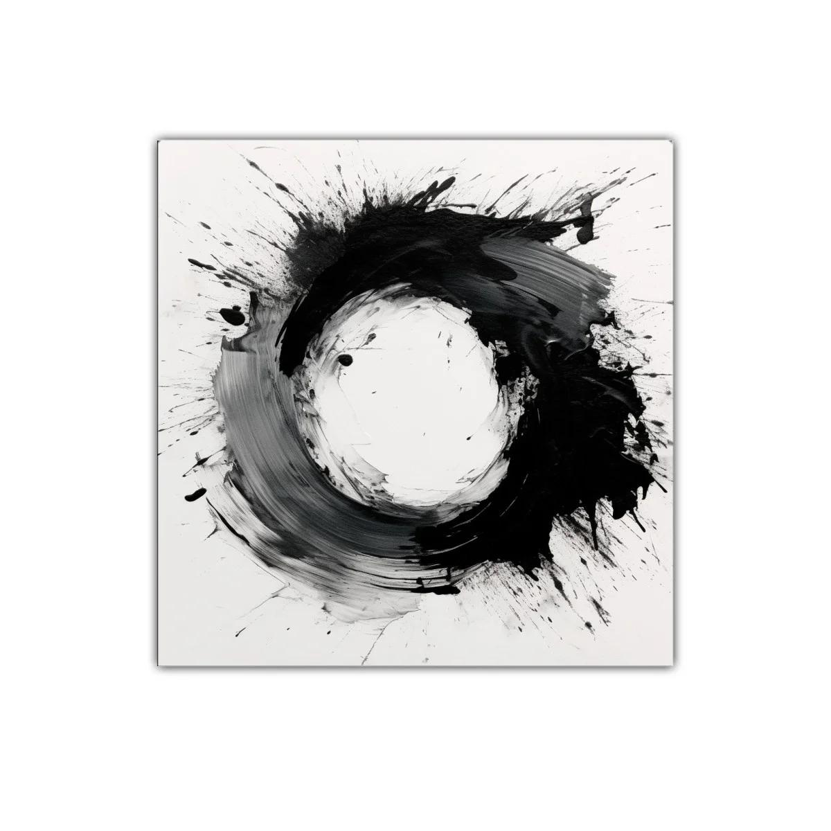 Cuadro abstracto con formas circulares en blanco y negro — imagen principal