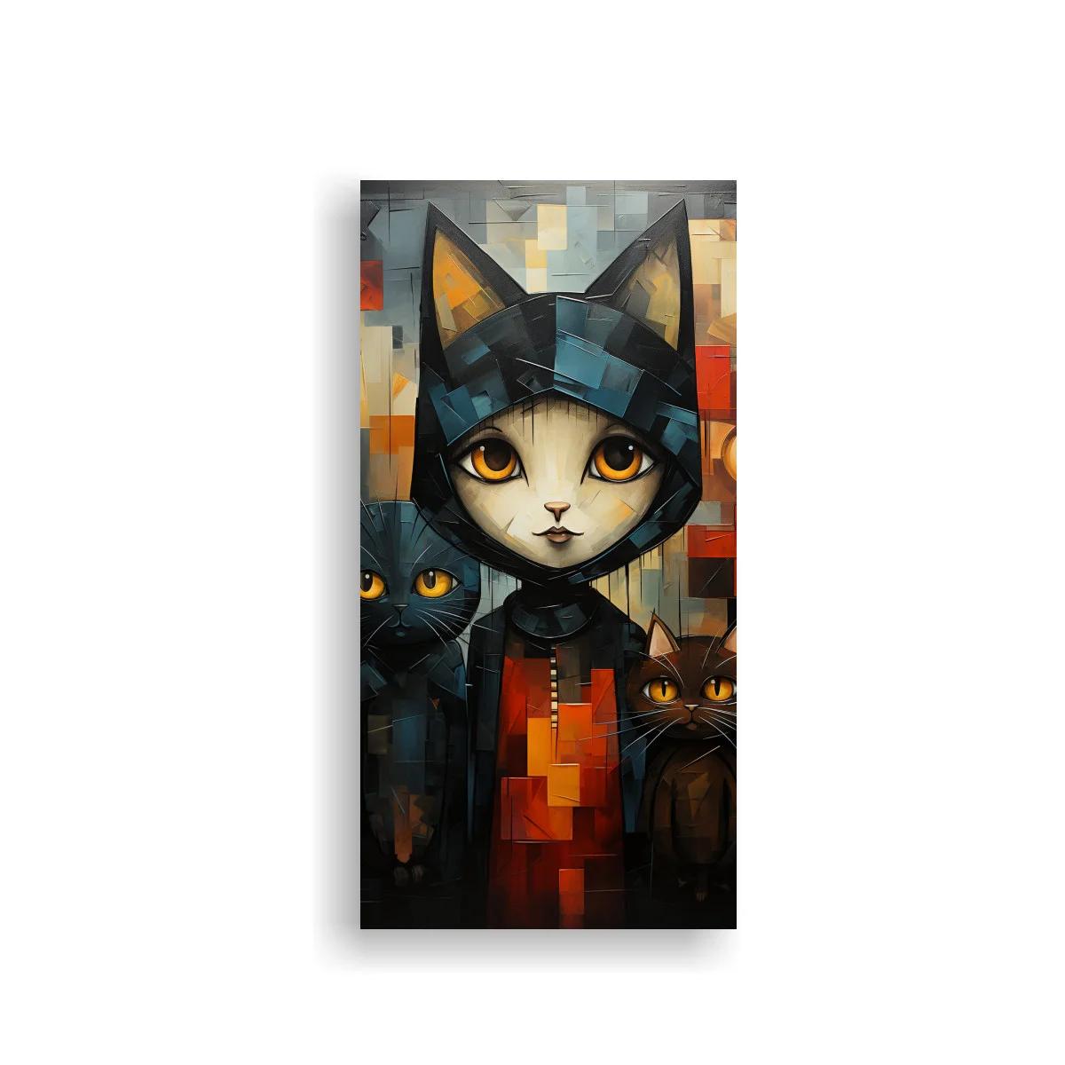 Cuadro gato negro de ojos ámbar