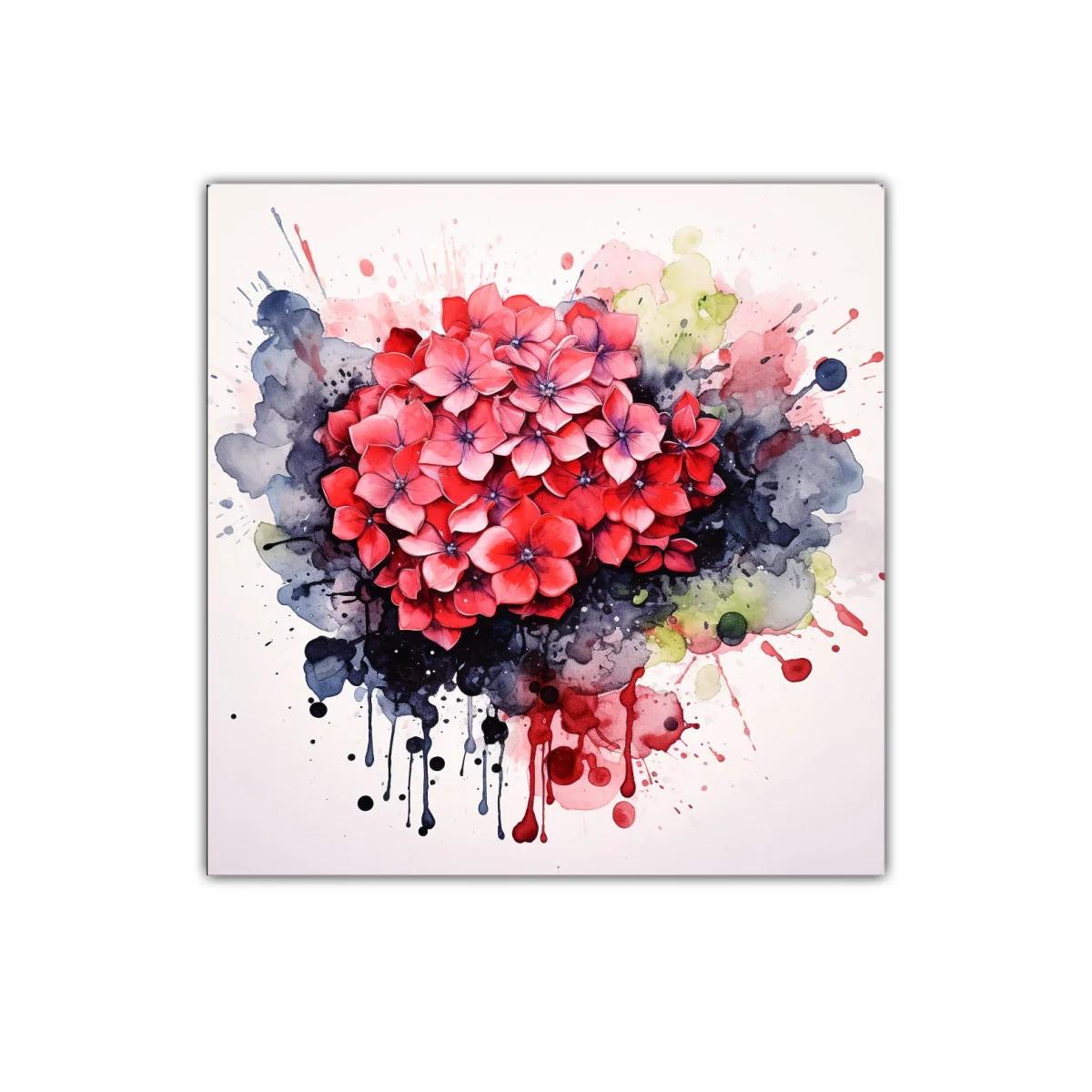 Cuadro decorativo con flores rojas y fondo abstracto — imagen principal