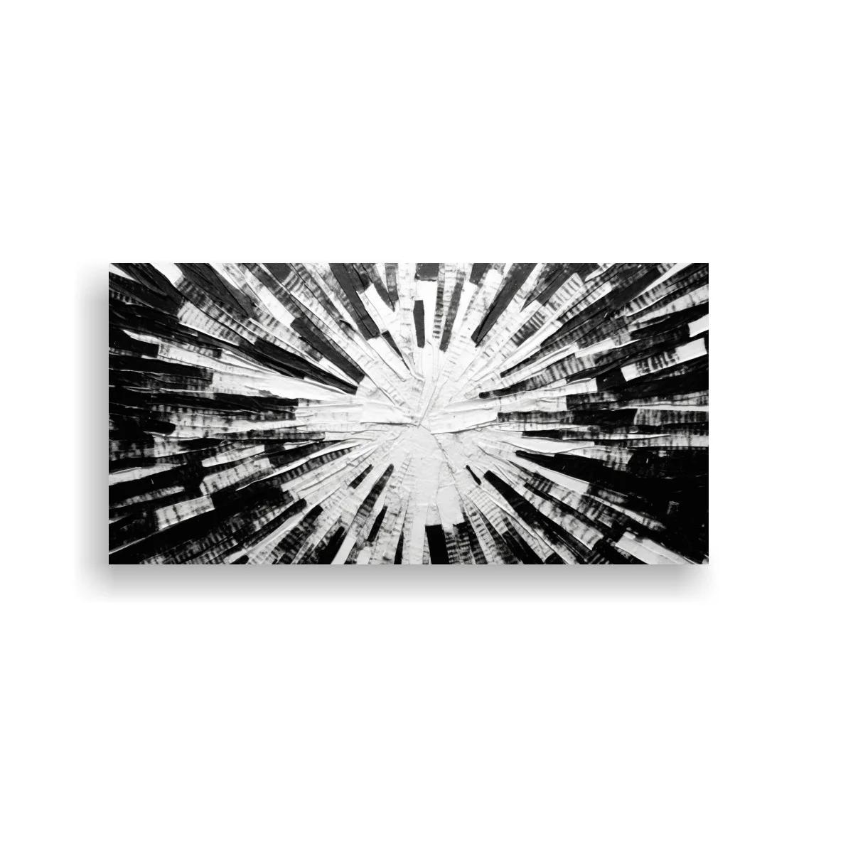 Cuadro estallido radial abstracto en blanco y negro — imagen principal