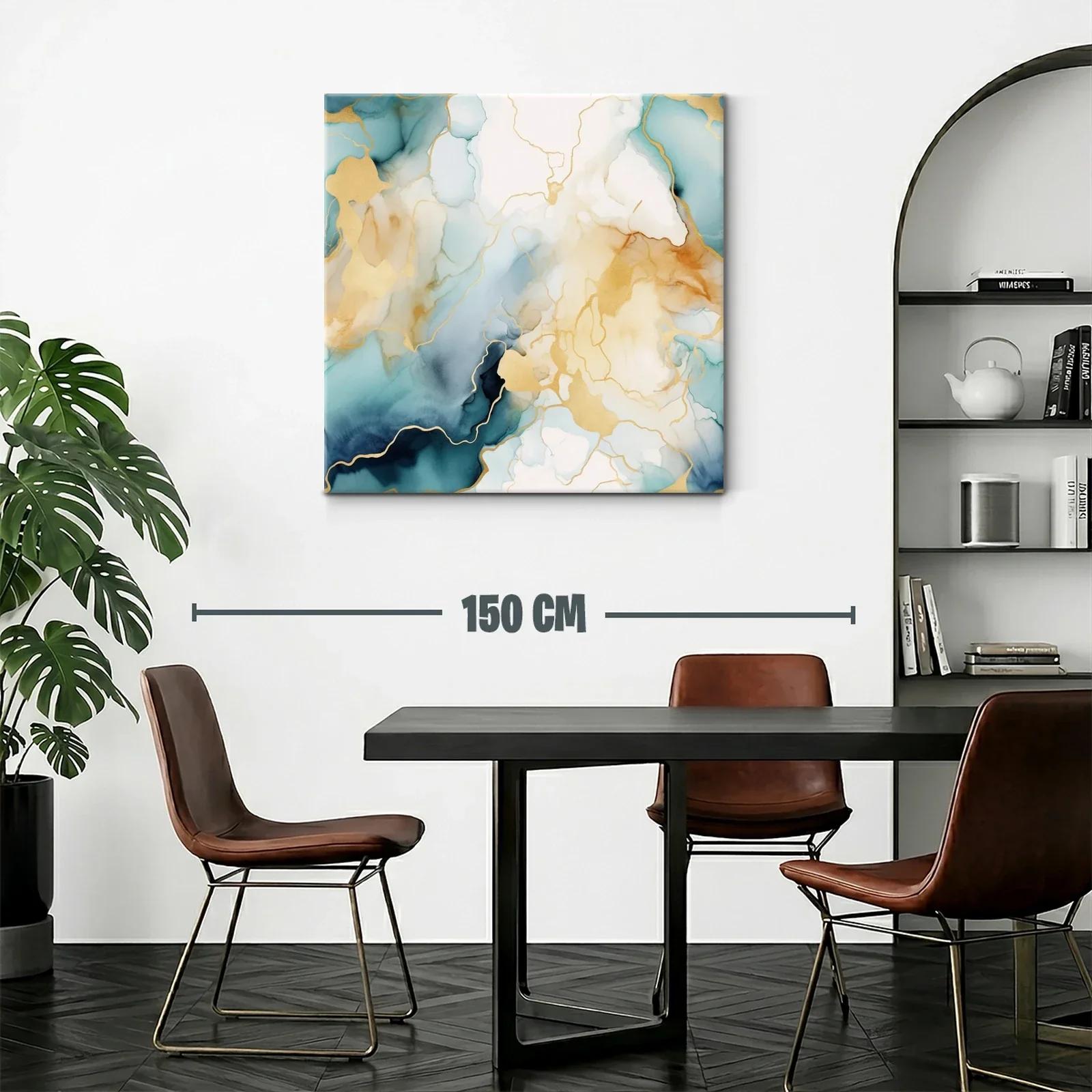 Arte abstracto con tonos dorados y azulados delicados — miniatura 2