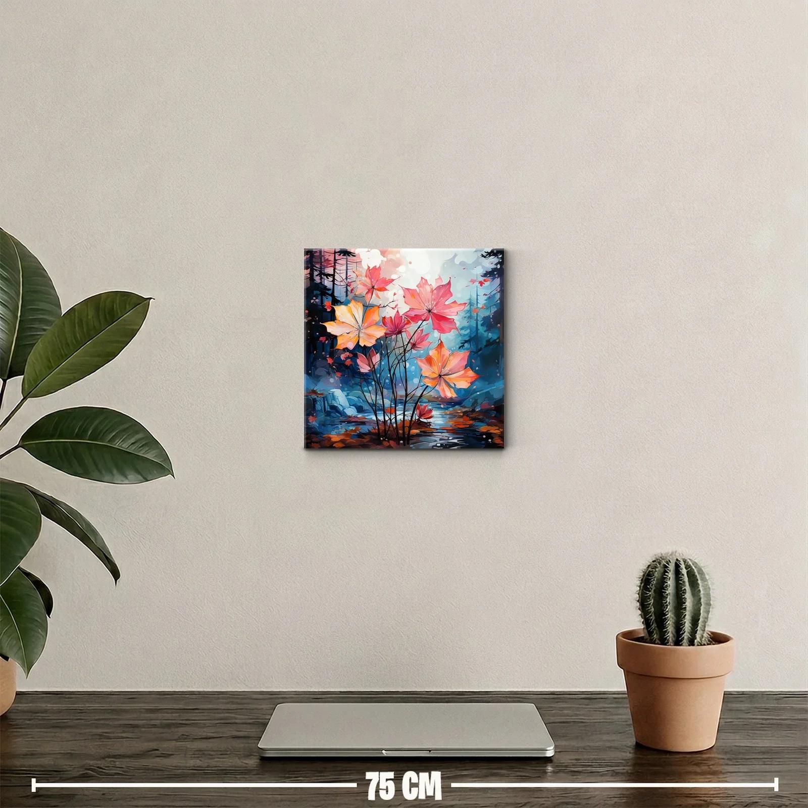 Flores otoñales vibrantes en paisaje de bosque sereno — miniatura 2