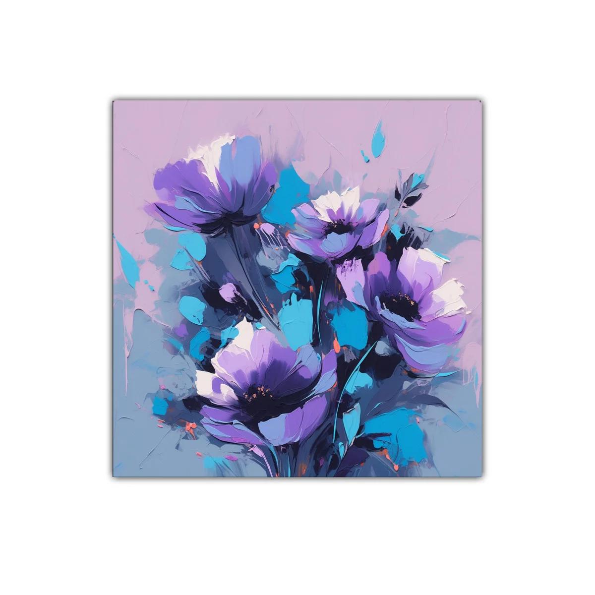 Cuadro floral en tonos morados y azules vibrantes — imagen principal