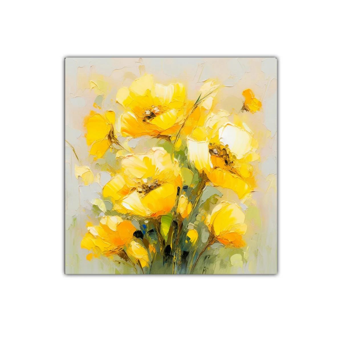 Cuadro decorativo con ramo de flores amarillas vibrantes