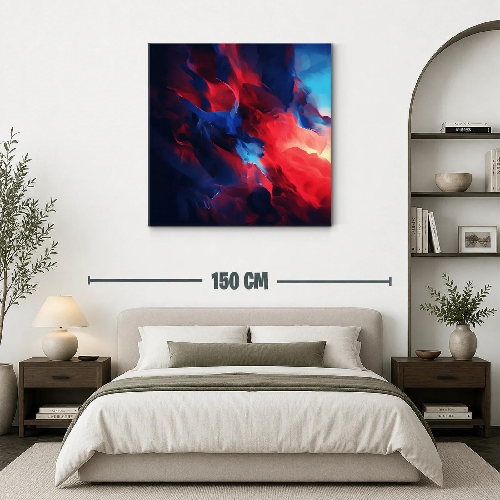 Cuadro abstracto con enérgicos tonos rojos y azules intensos — miniatura 3