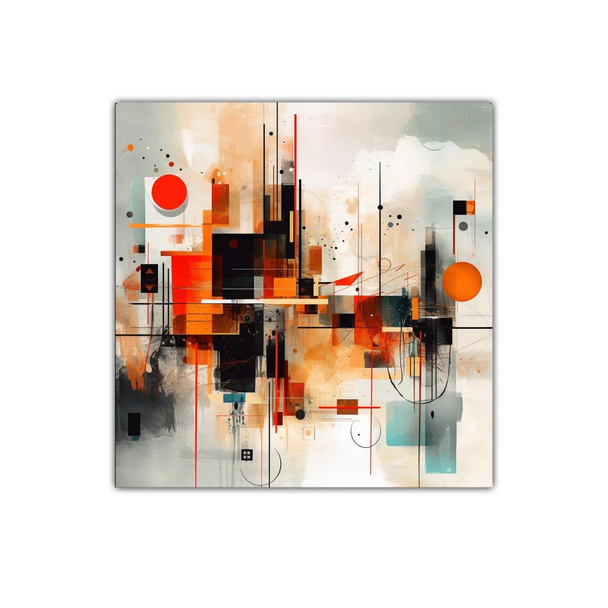 Composición abstracta con formas geométricas en tonos cálidos