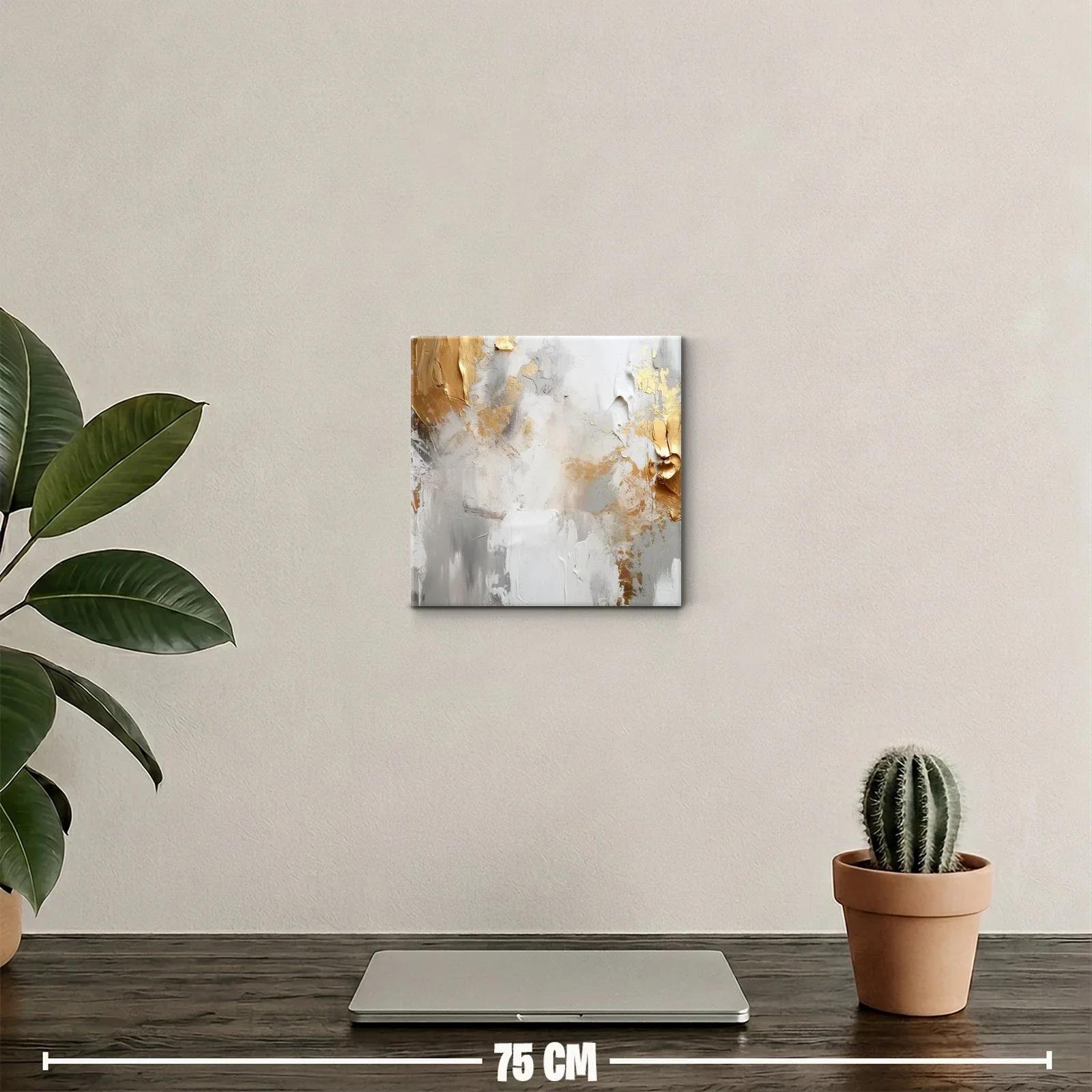 Cuadro abstracto con tonos dorados y neutros elegantes — miniatura 2