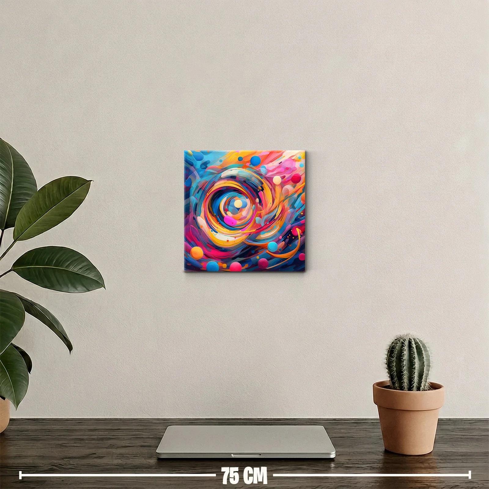 Cuadro abstracto con remolino de colores vibrantes y esferas — miniatura 2