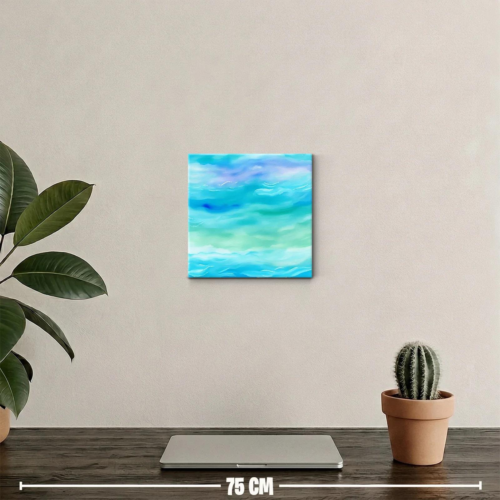 Cuadro artístico con tonos acuáticos y suaves reflejos — miniatura 2